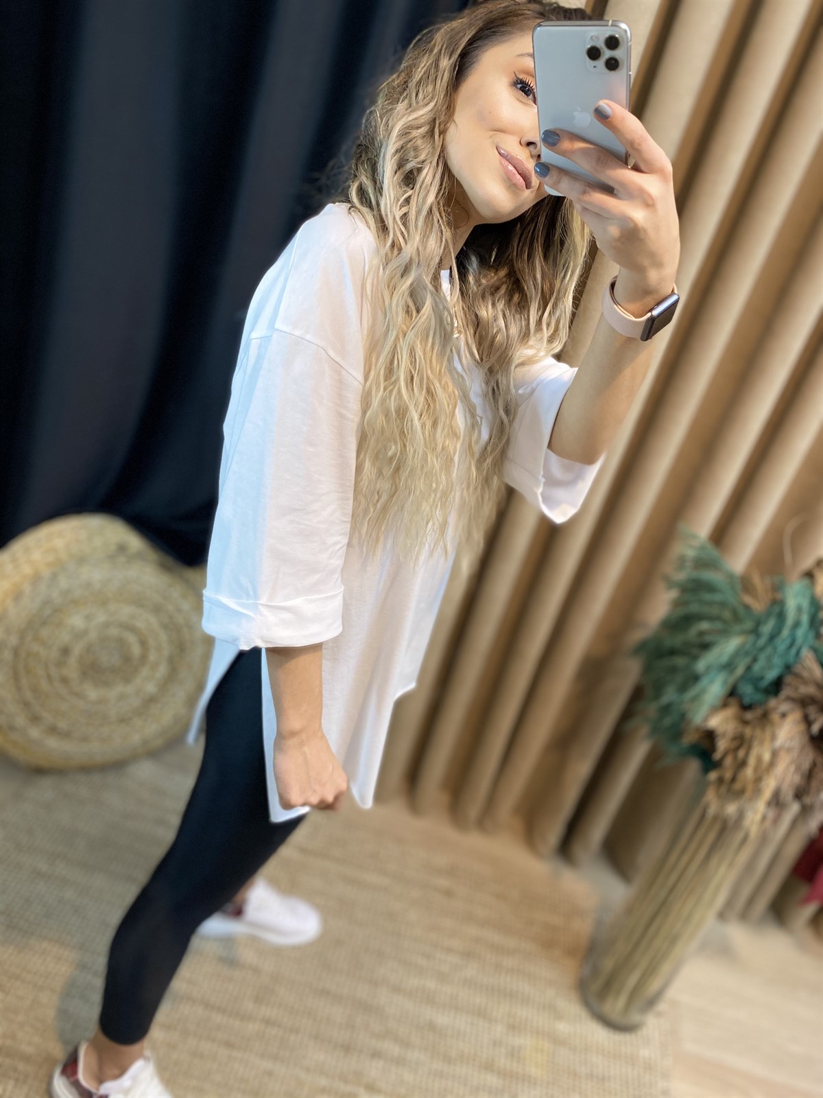 Beyaz Duble Kol Basic Tshirt