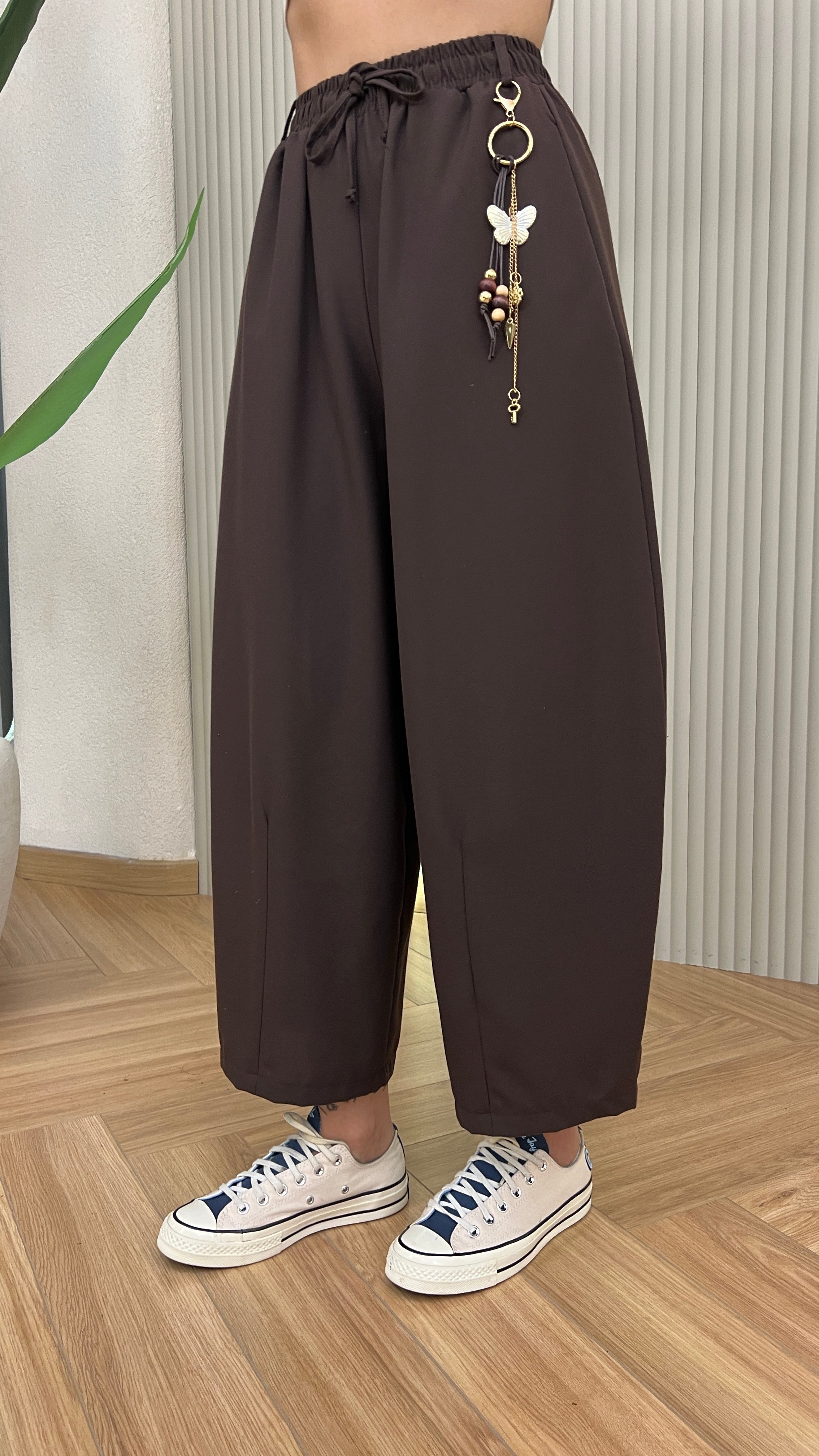 Kahve Lemsi Akseuarlı Pantolon