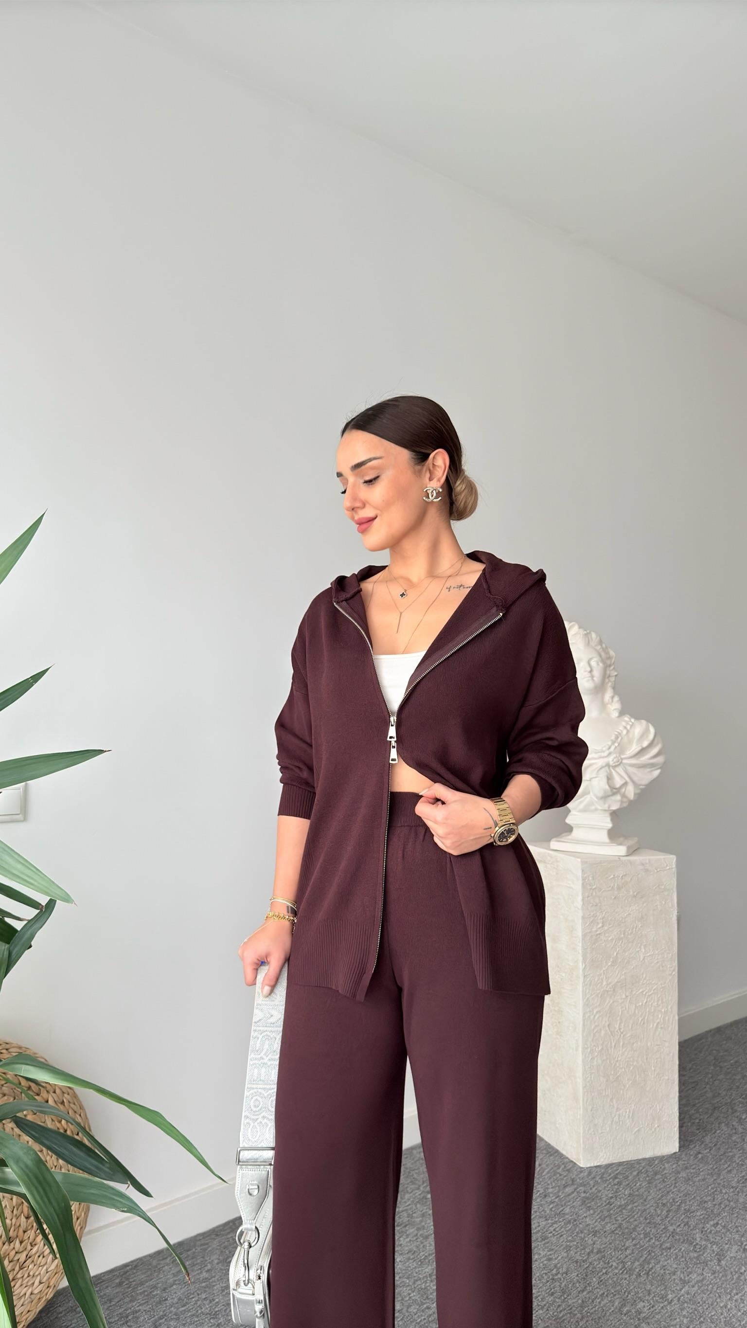 Bordo Çift Fermuarlı Oys Model Takım