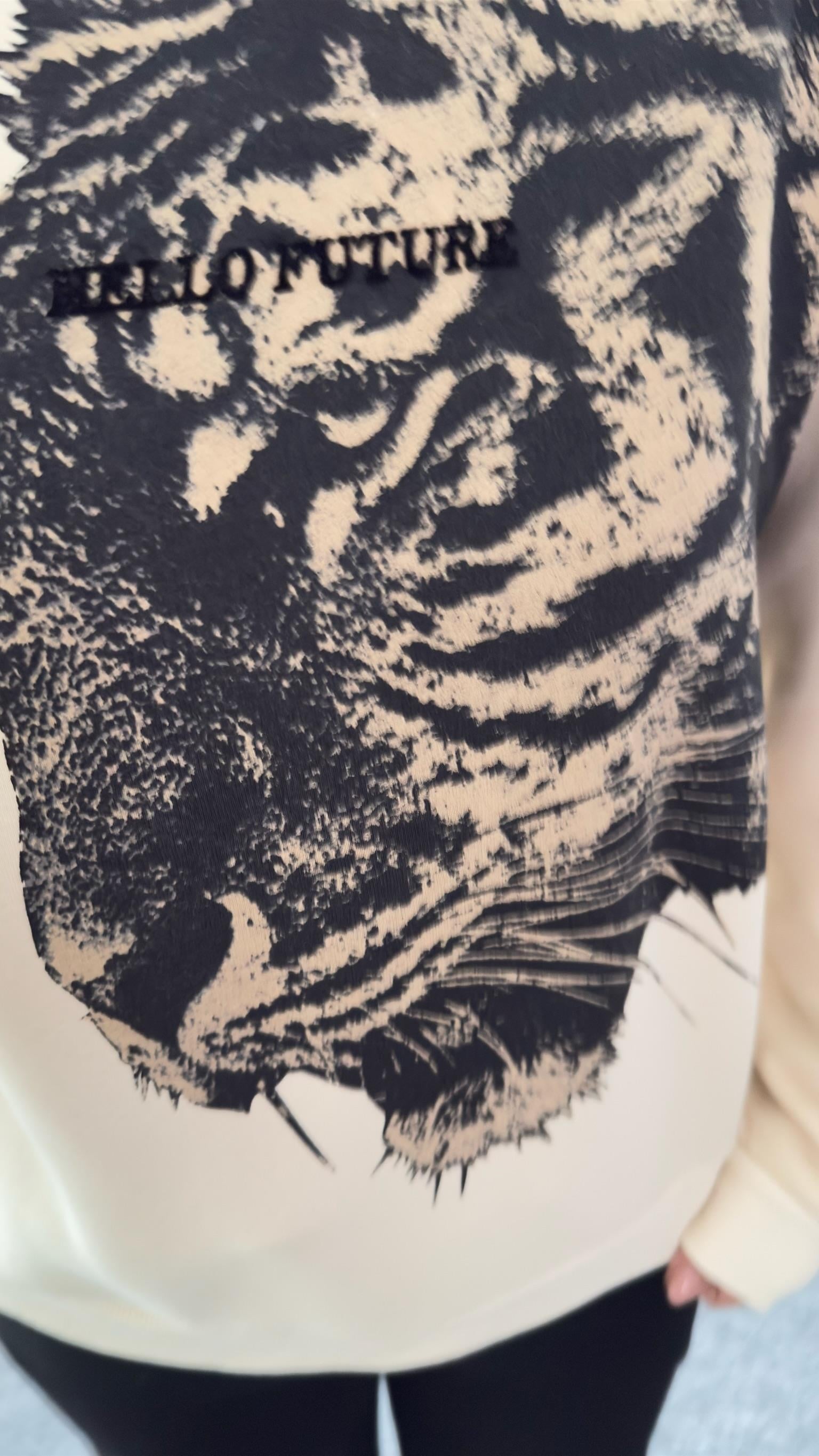 Cristo Kaplan Baskılı Bej Sweatshirt
