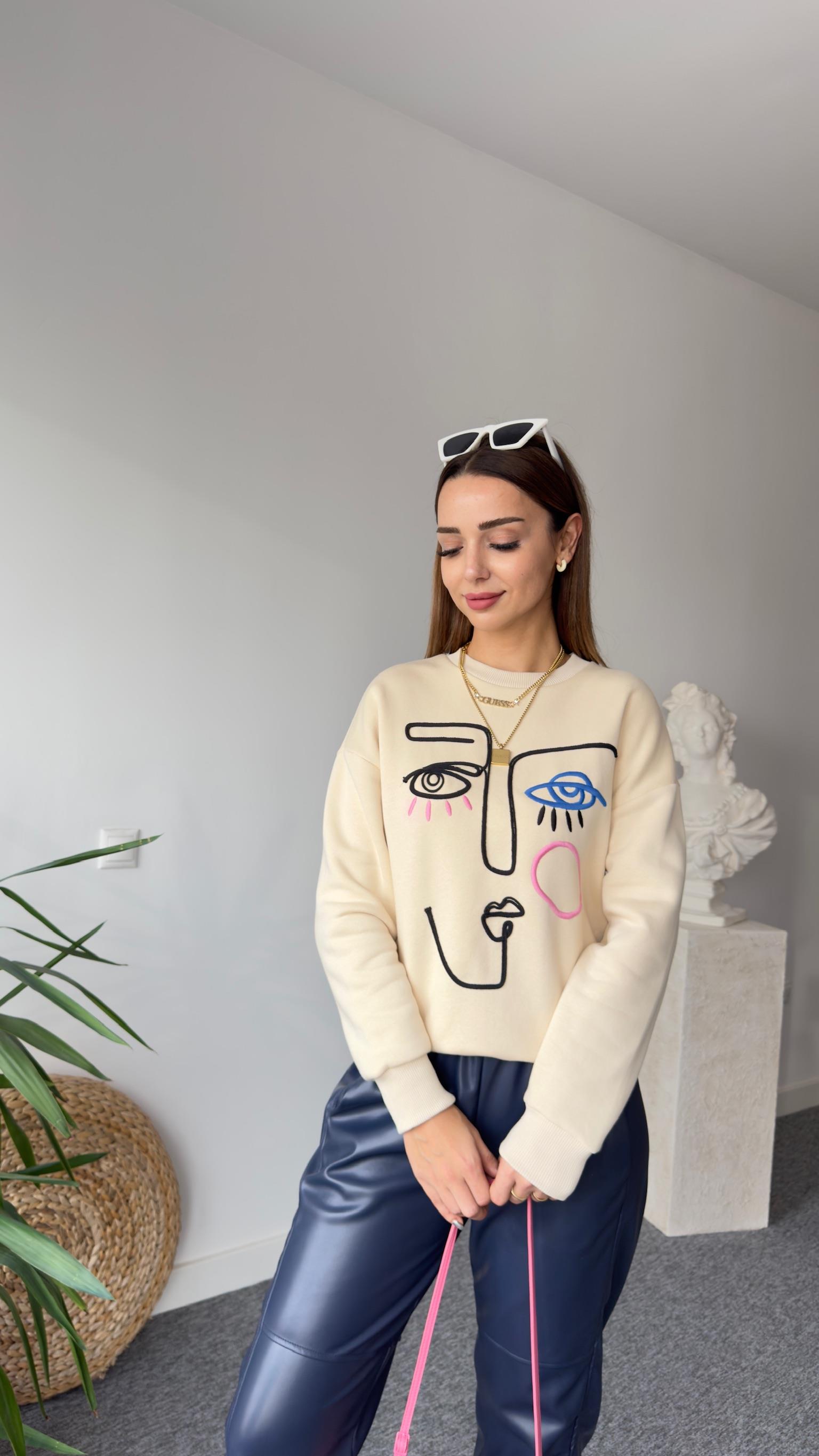 Yüz Figürlü Zra Model Bej Sweat