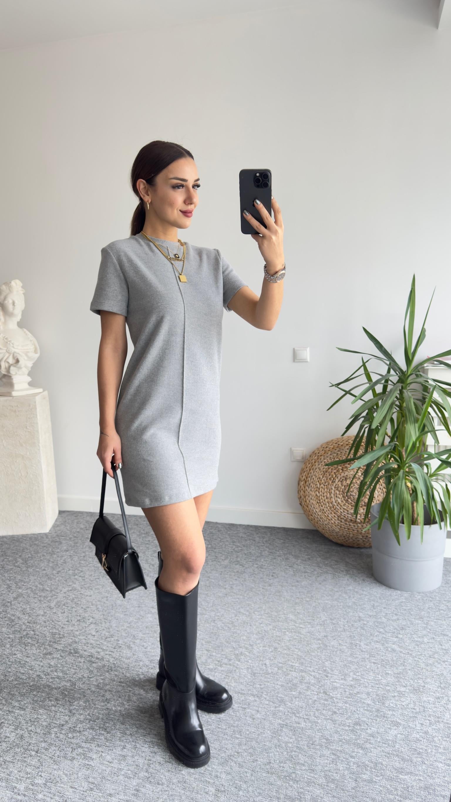 Selanik Zra Model Gri Elbise 