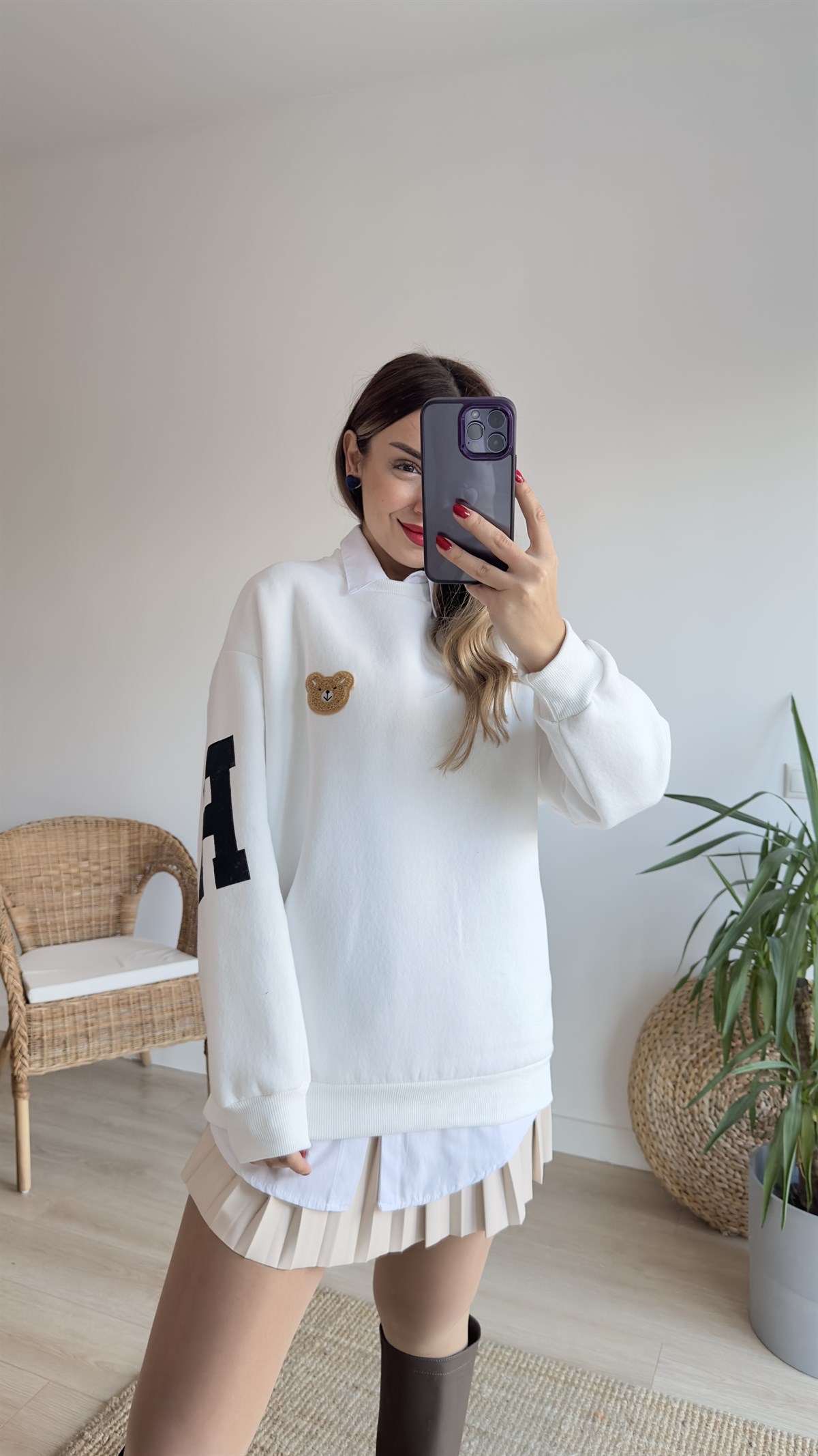 Sırtı Ayıcık Baskılı Sweat