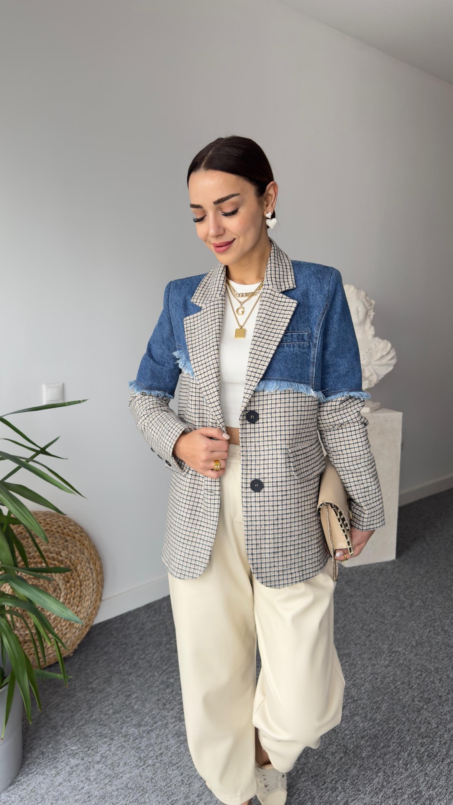 Asia Kot Detaylı Kaşe Blazer Ceket