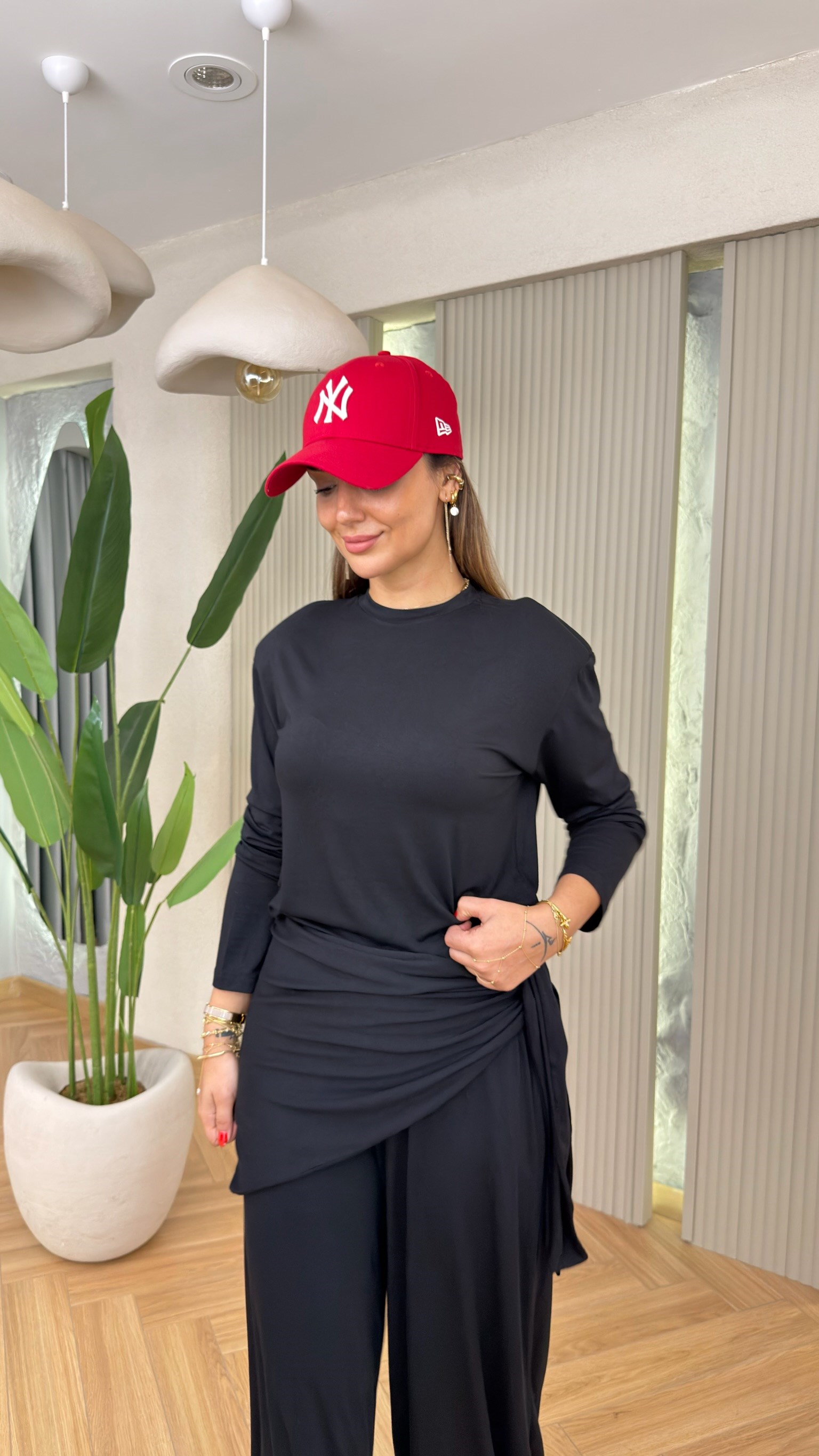 Helies Siyah Şal Detaylı Takım