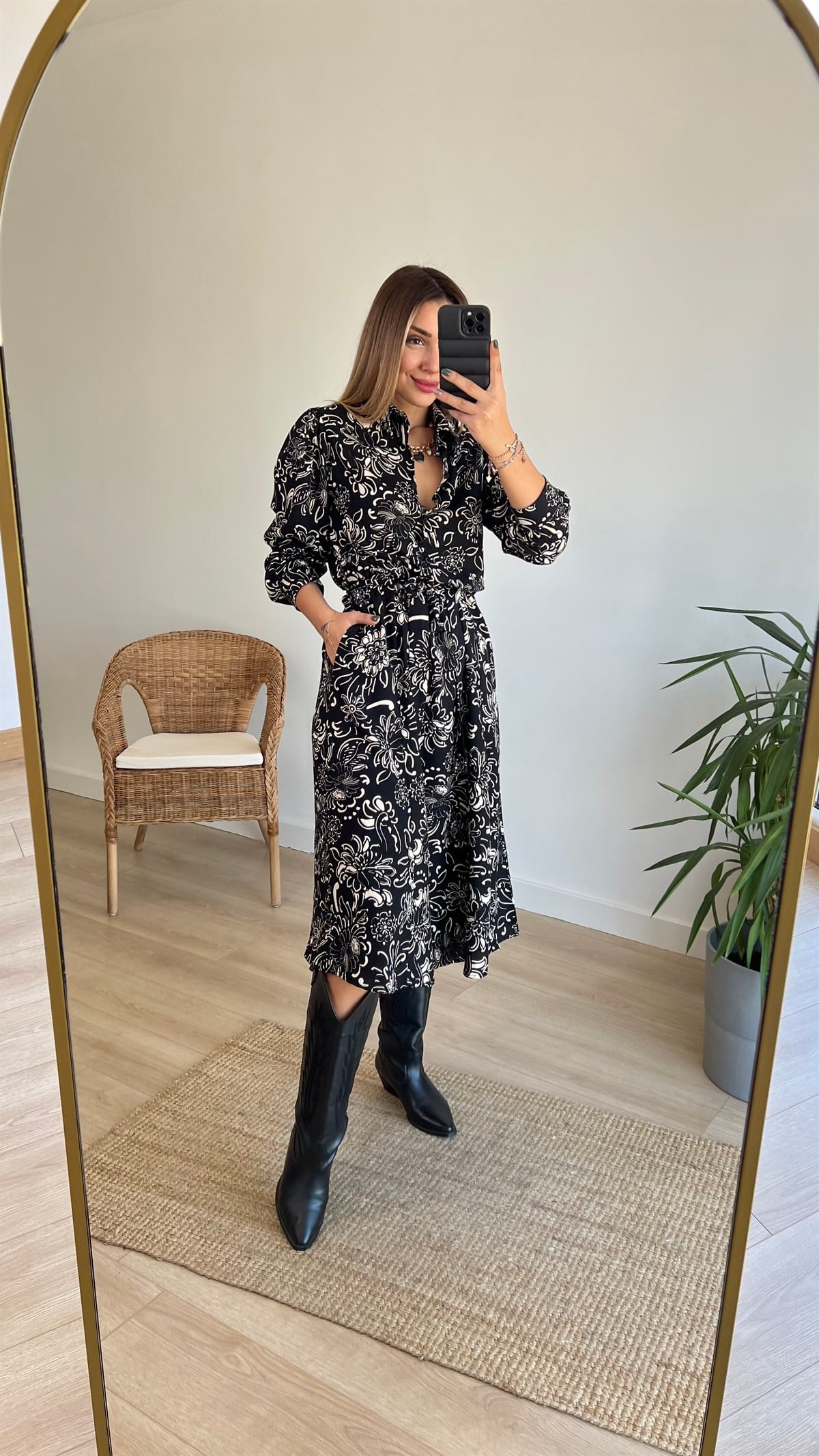 Orijinal Marka Çiçek Desen Maxi Elbise 