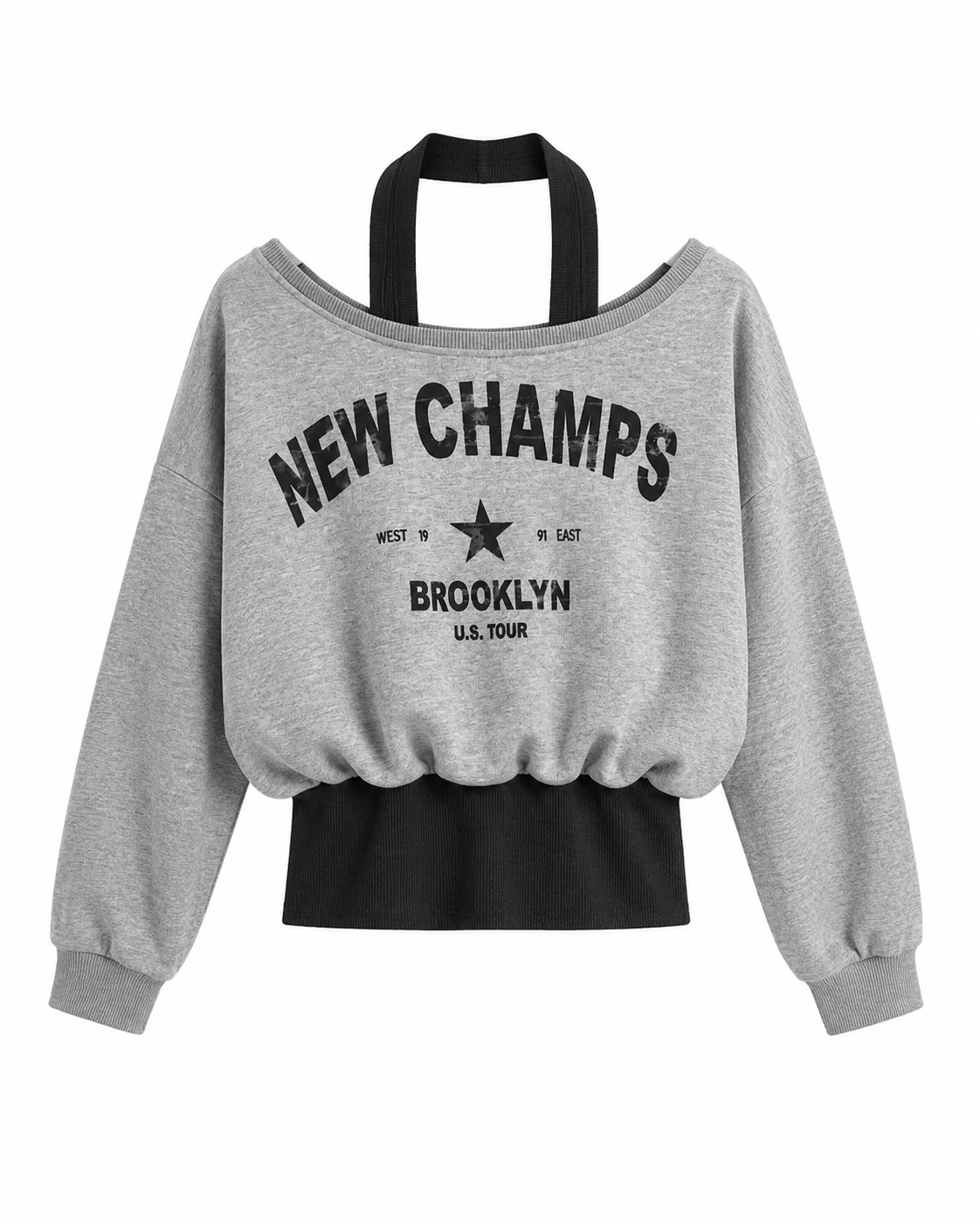 Atlet Detaylı Yazılı Gri Sweatshirt