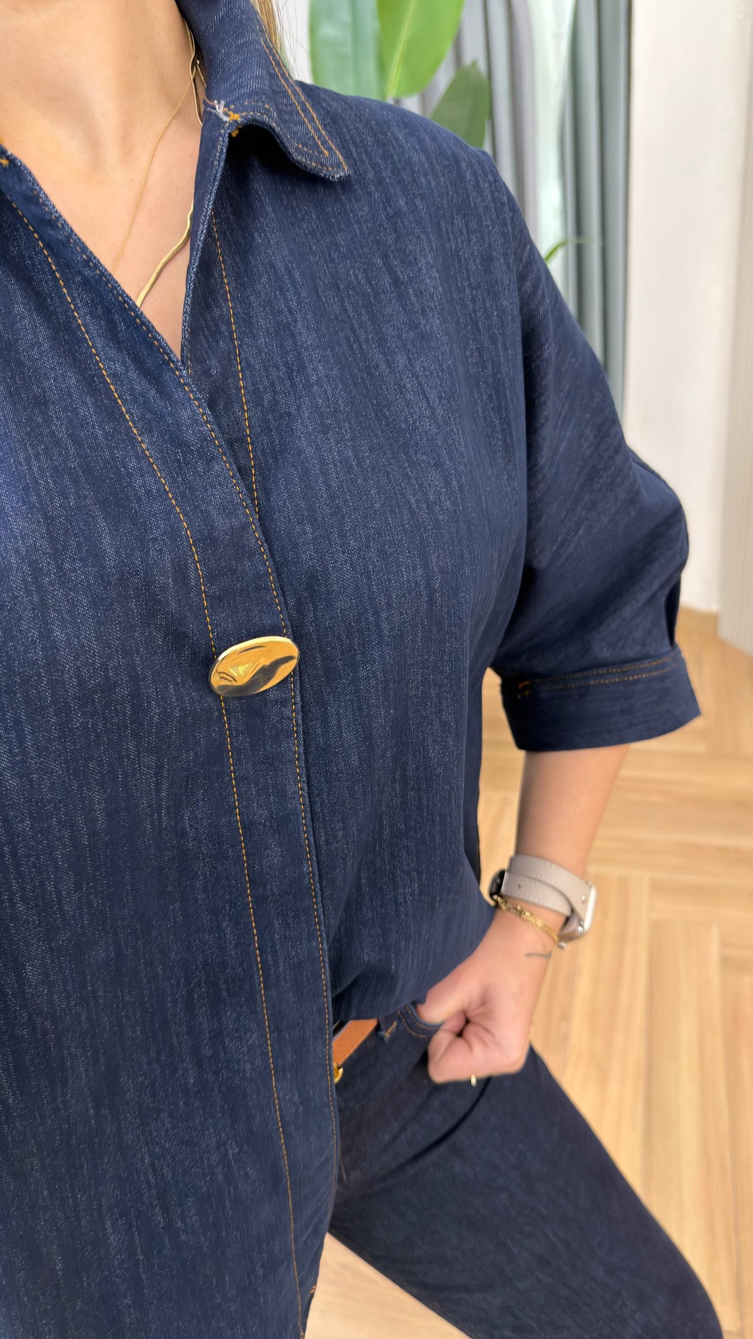 Gold Aplikeli Zra Model Tensel Kot Gömlek