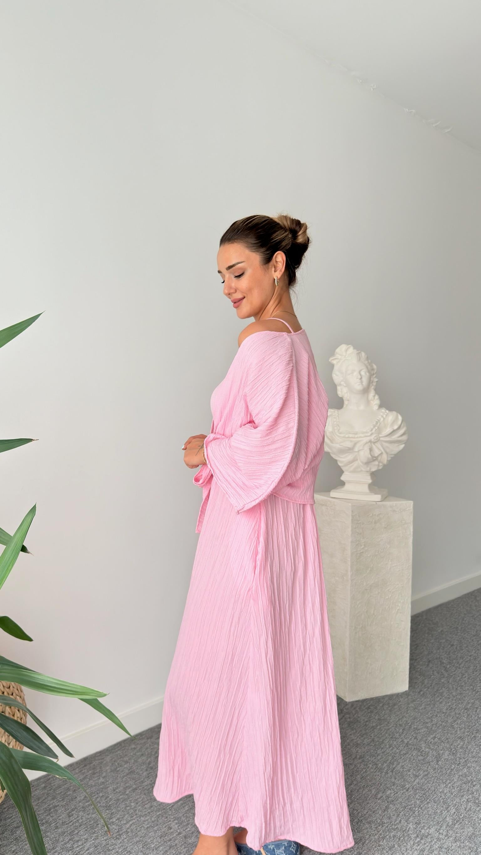 Pembe Merla İkili Elbise Takım