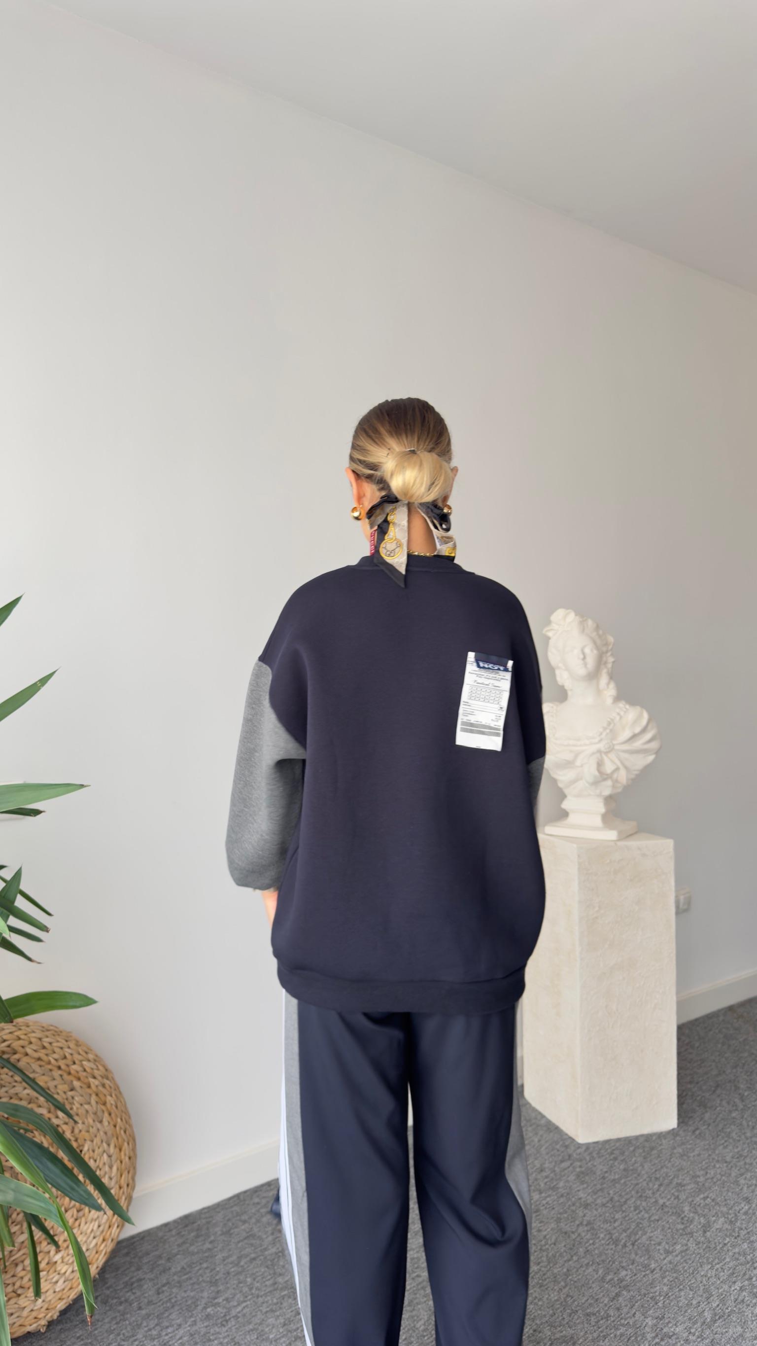 Rica C Nakışlı Lacivert Sweatshirt