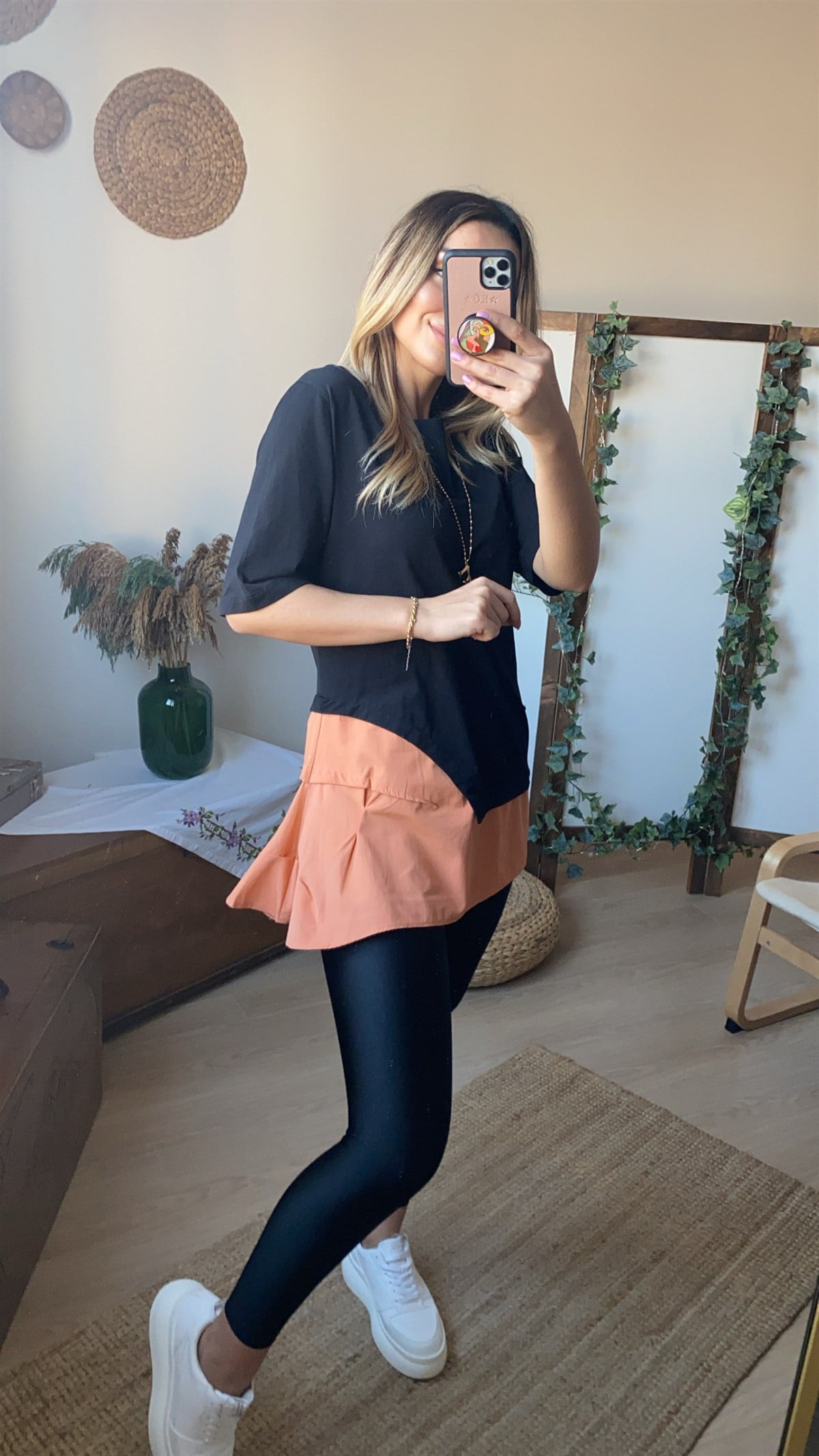 Somon Poplin Detaylı Tshirt