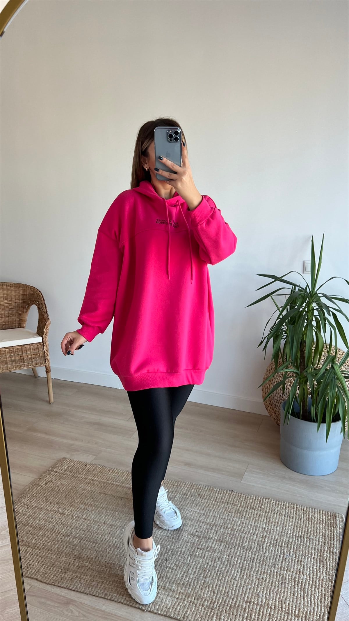 Sırtı Destıny Yazı Detaylı Pembe Sweat