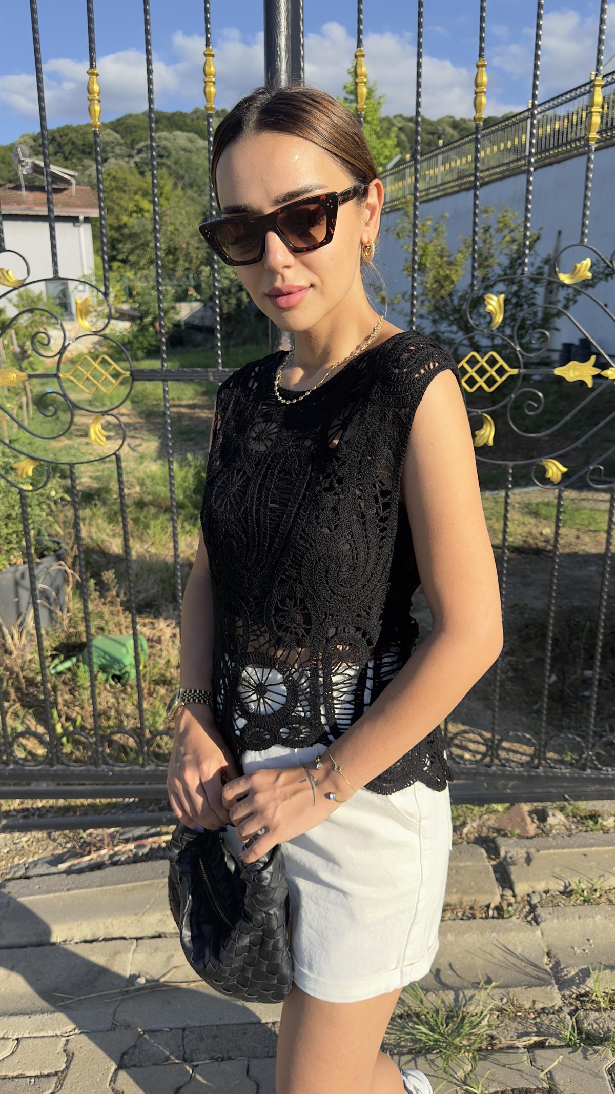 Marka Model Siyah Dantel Bluz 