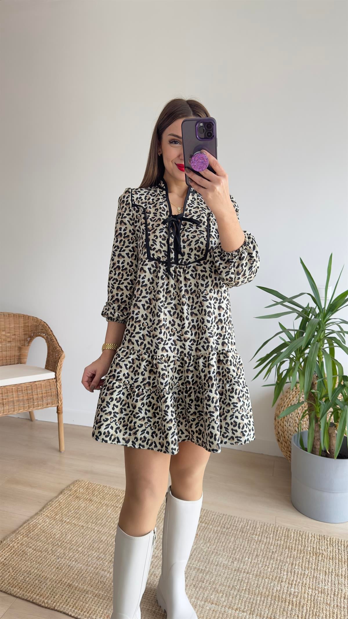 Teta Leopar Desen Elbise