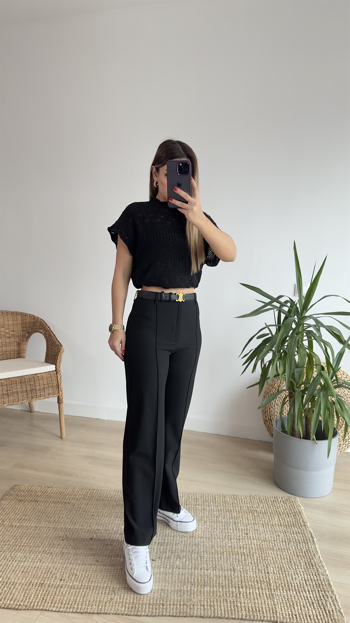 Zra Model Dikiş Detaylı Siyah Pantolon