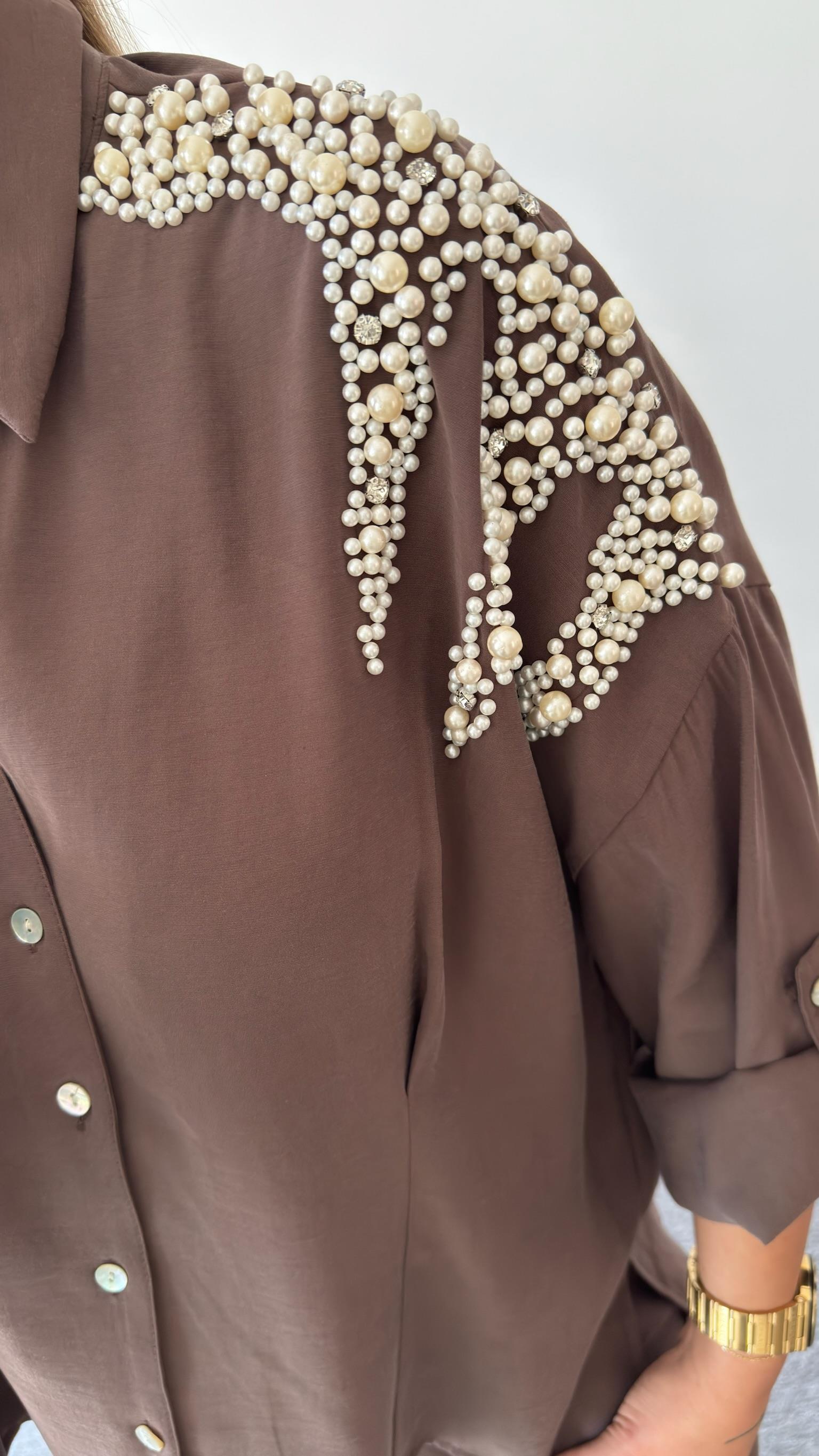 Kahve Ruja İncili Tasarım Takım