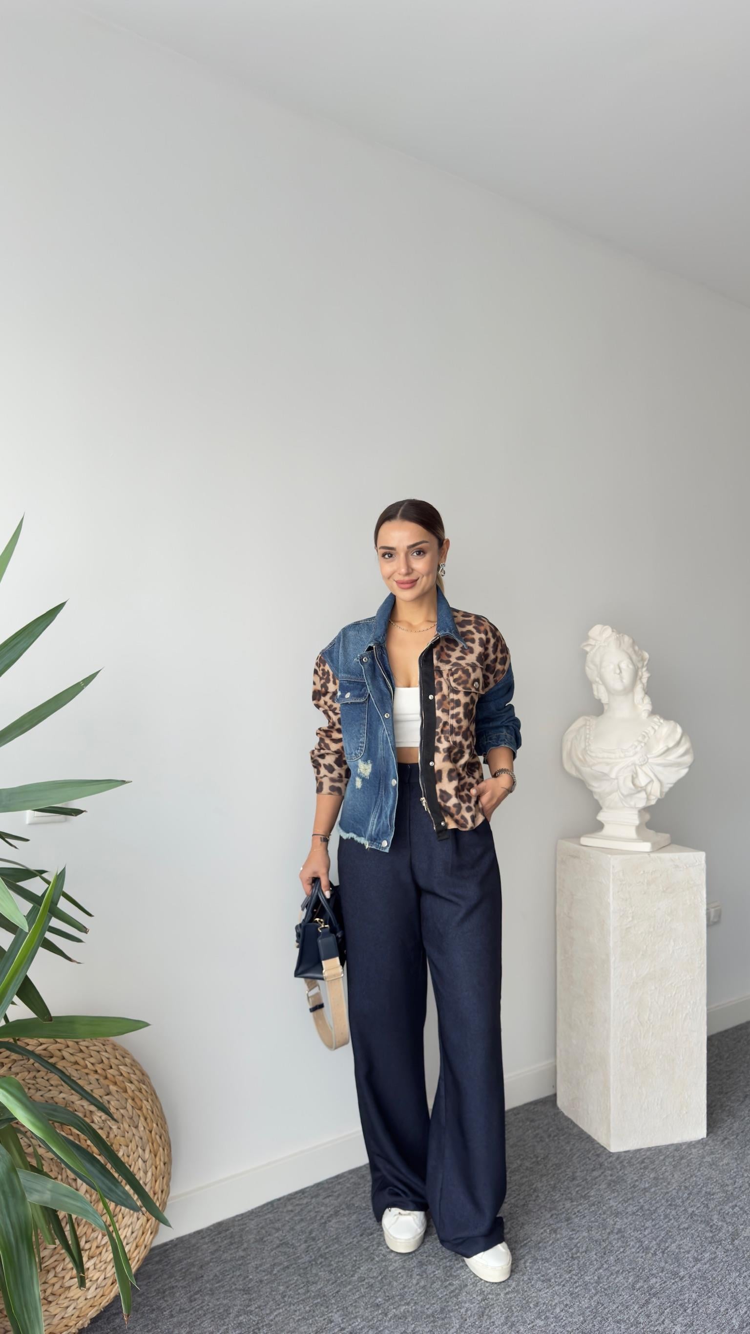 Tara Leopar Garnili Jean Ceket