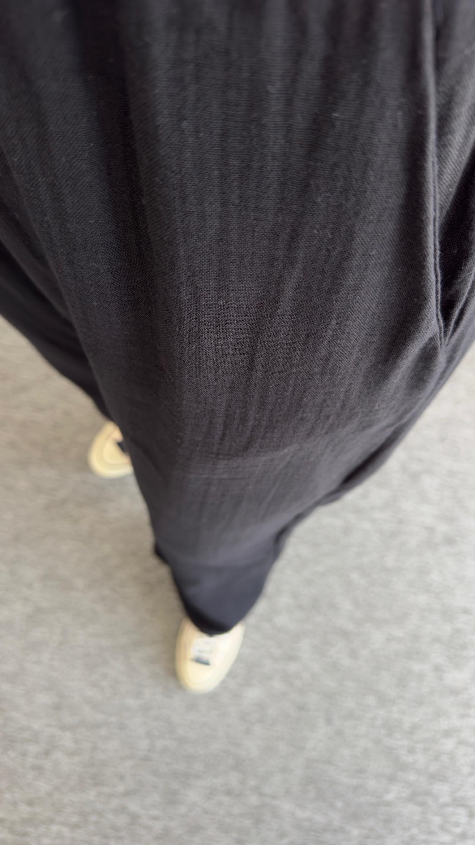 Müslin Bol Paça Siyah Pantolon