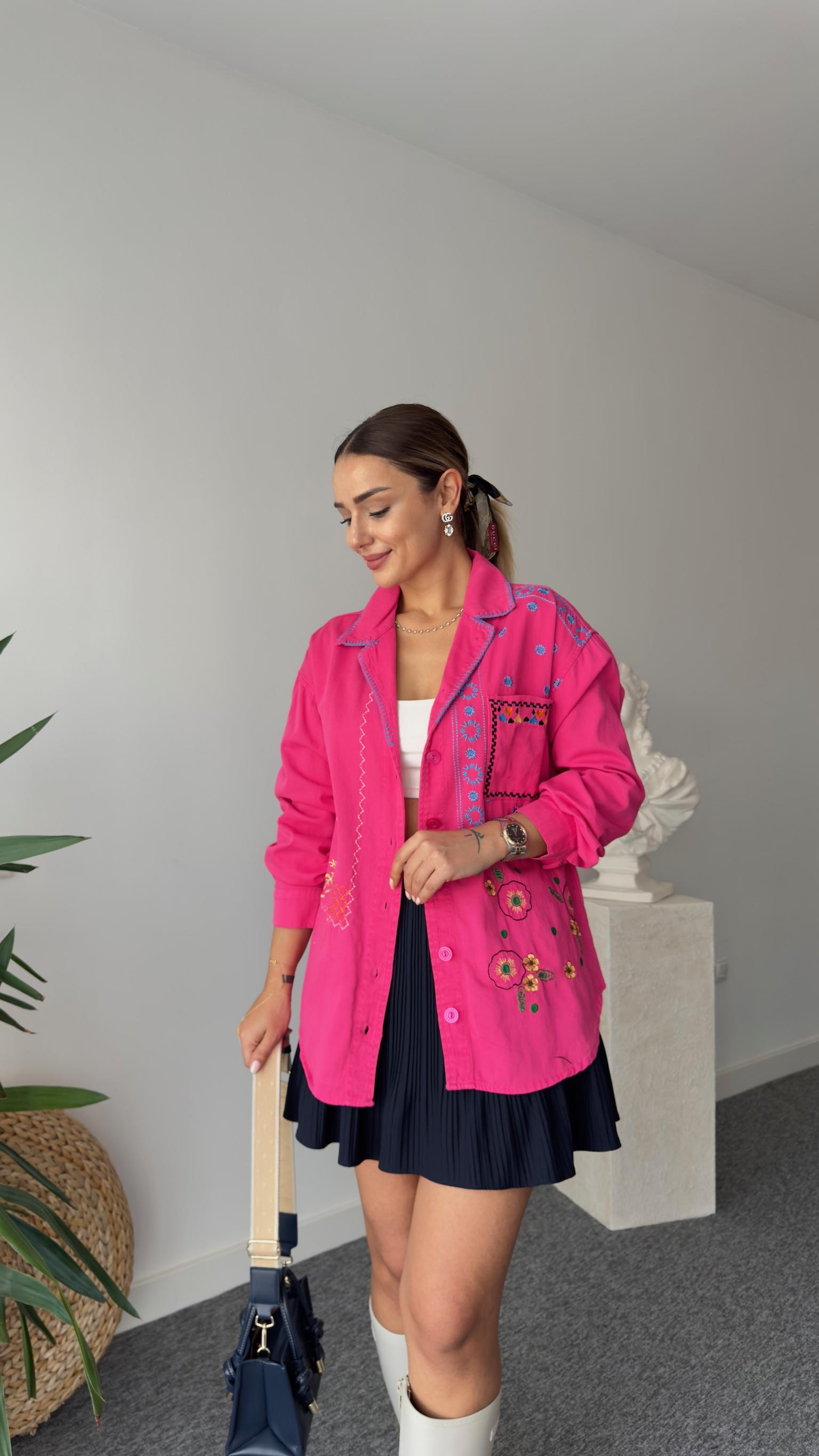 Goody Nakışlı Pembe Ceket