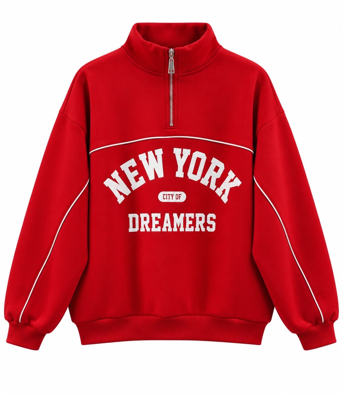 New York Yazılı Kırmızı Sweatshirt