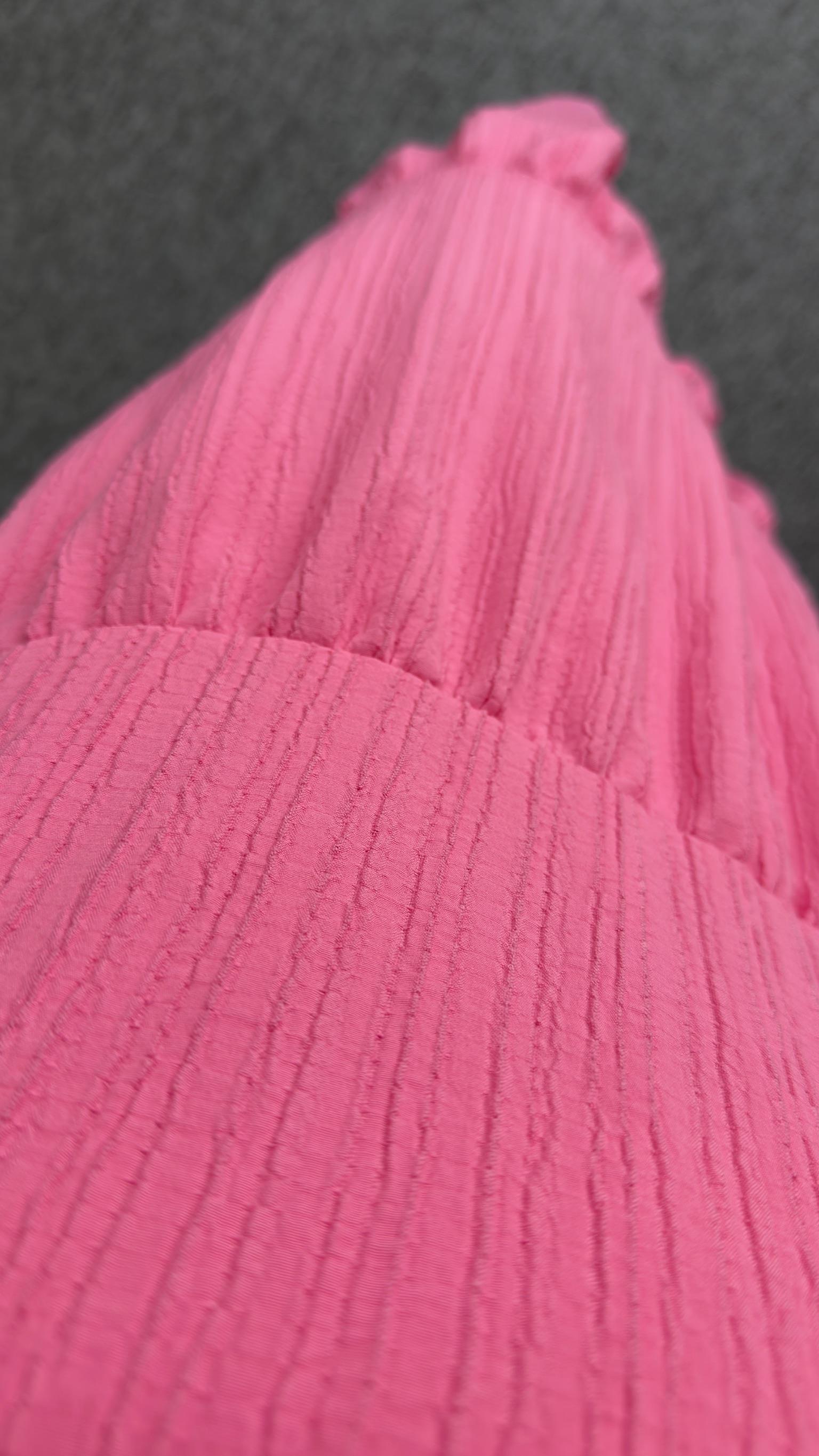 Kruvaze Kemerli Pembe Elbise 