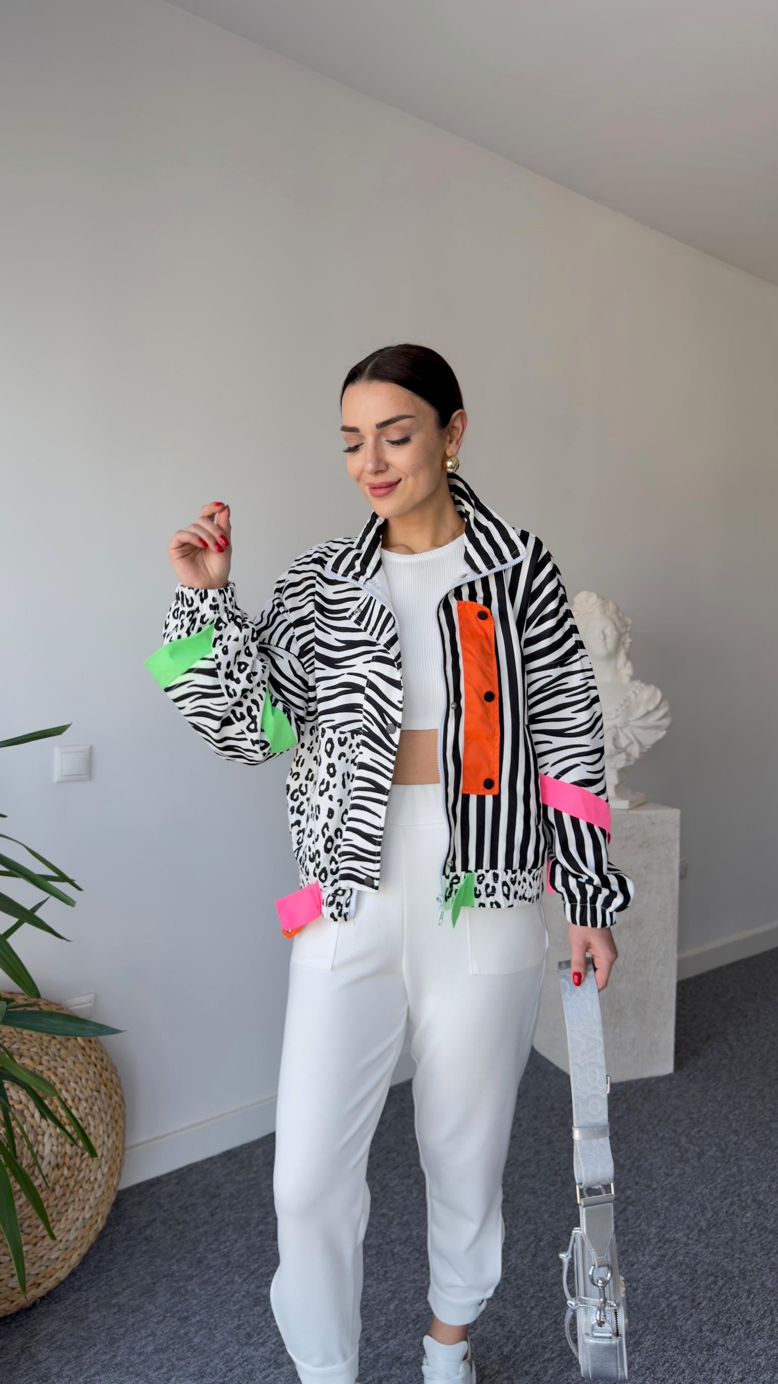 Leza Garnili Zebra Desen Ceket