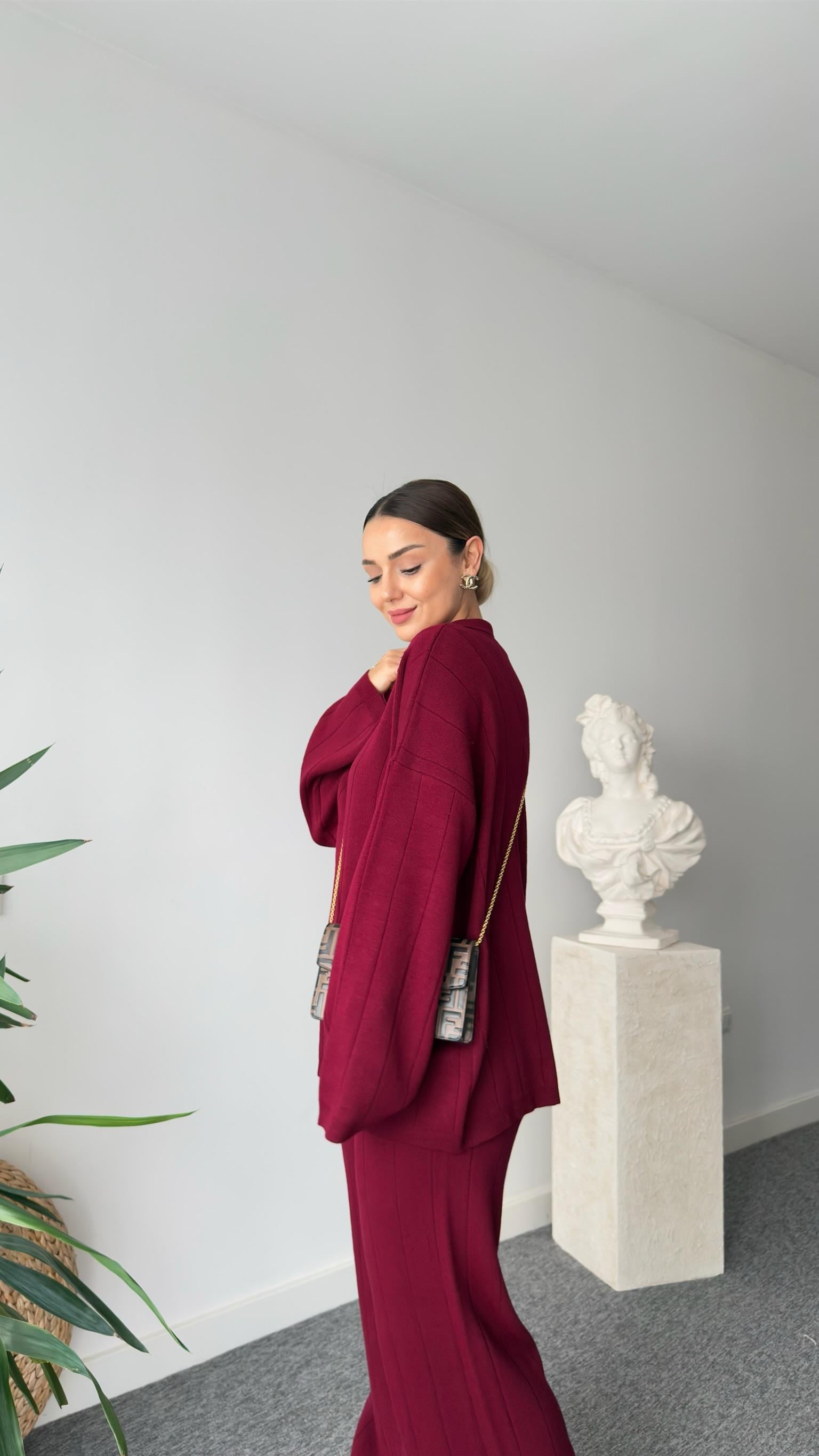 Bordo Quin Polo Yaka Triko Takım