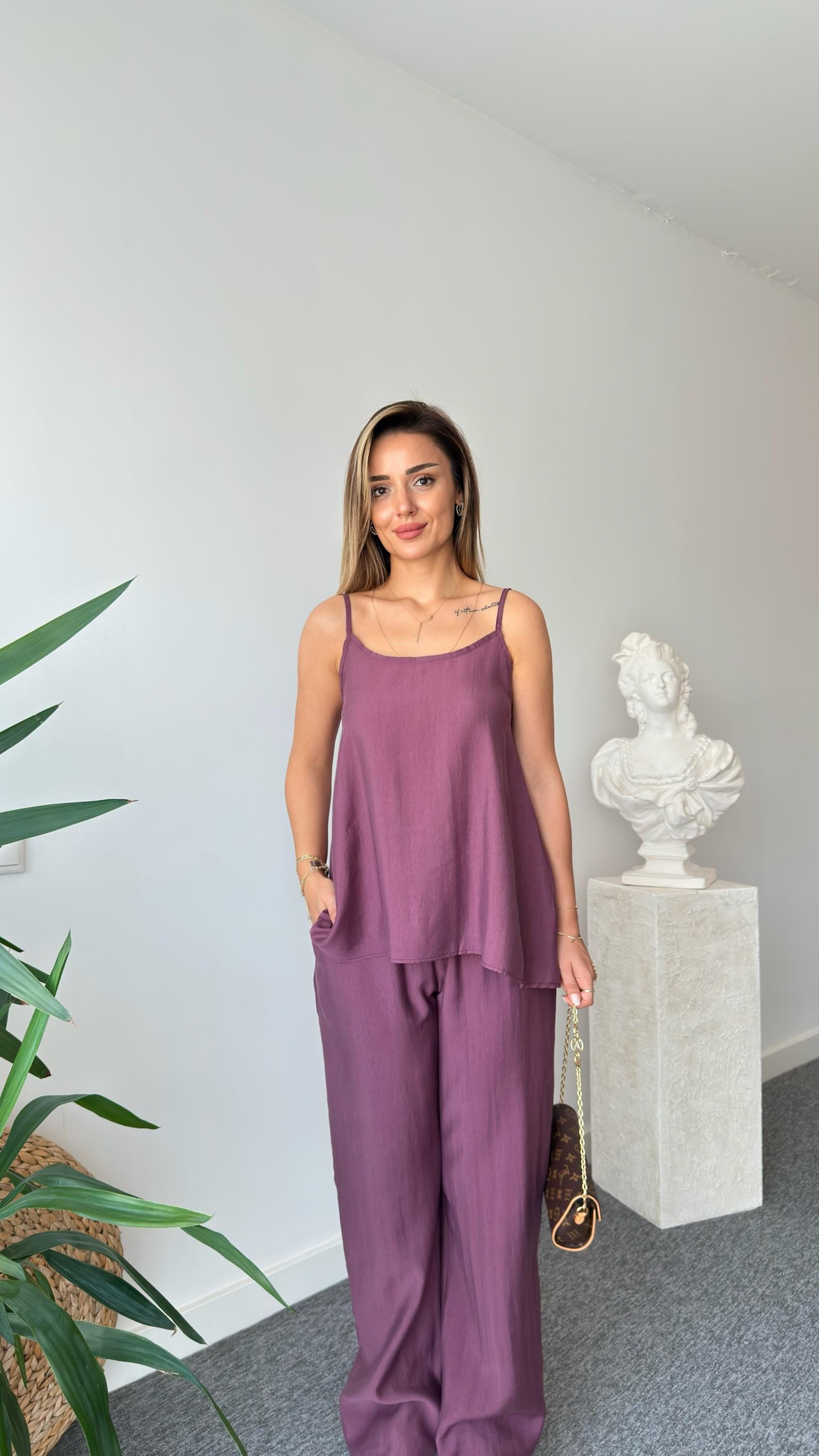 Mürdüm Elyor Tensel Bluz Pantolon Takım