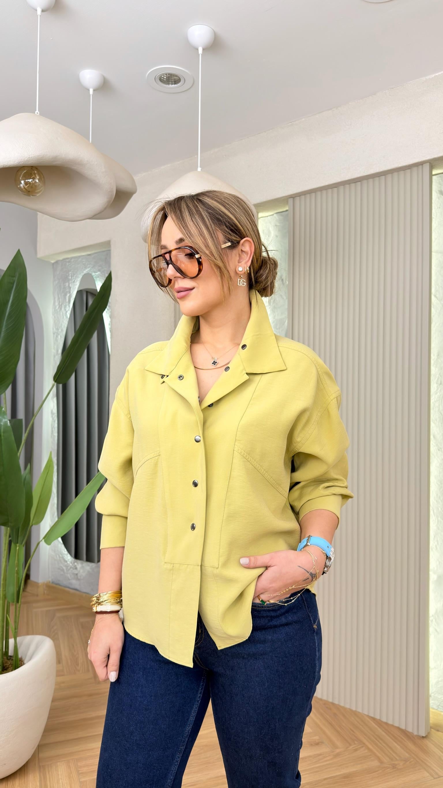 Yeşil Lucinda Muadil Premium Tensel Gömlek