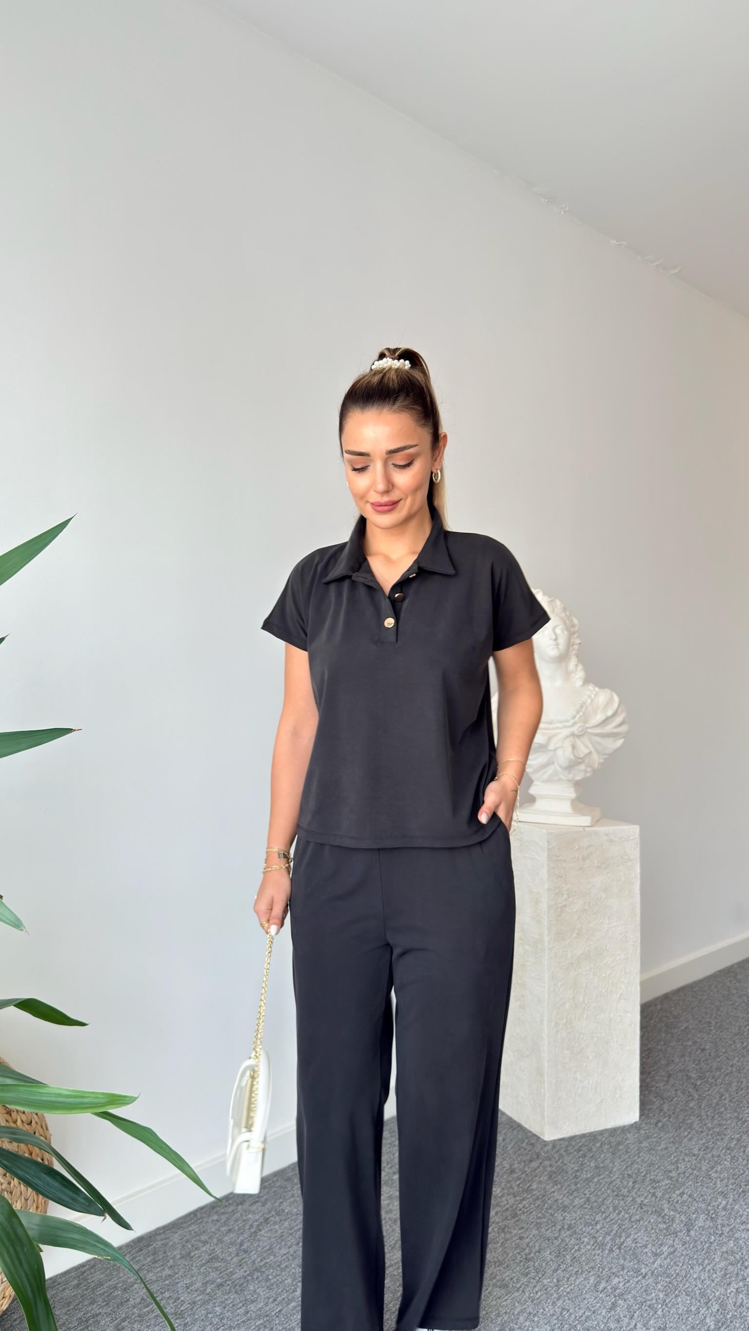 Siyah Premium Doku Pike Modal Takım