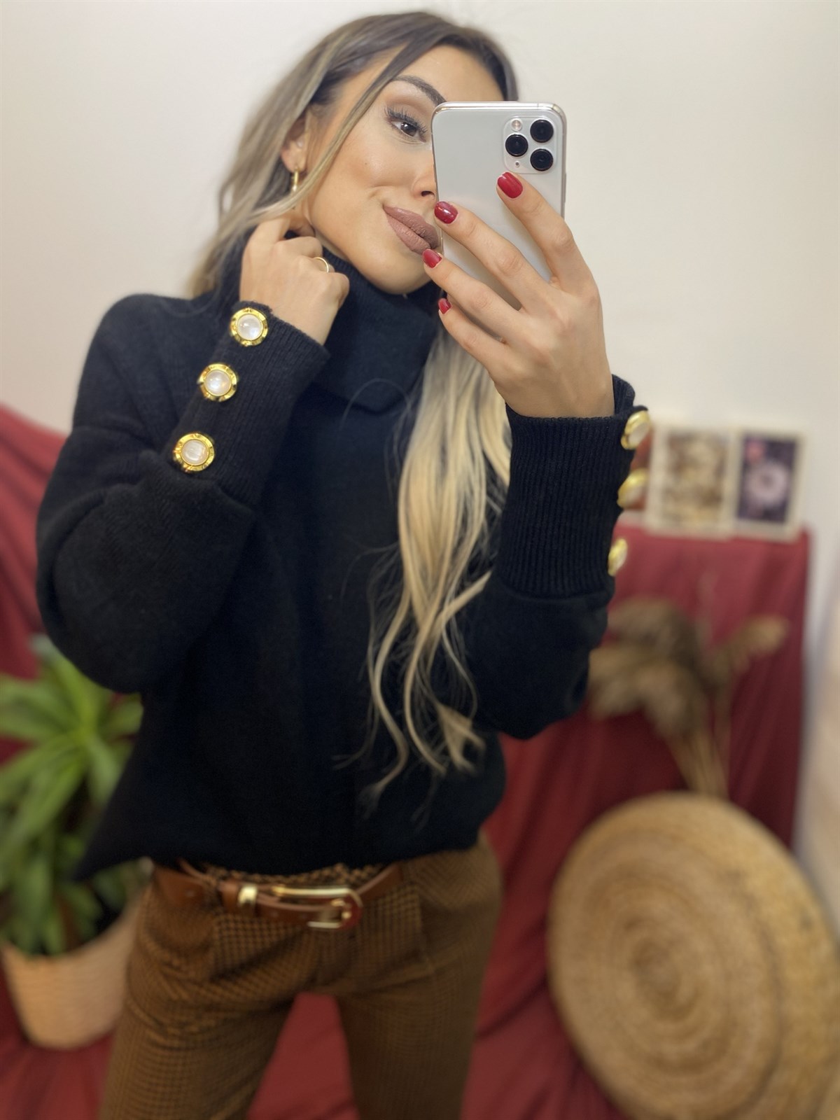Gold Düğmeli Kazak