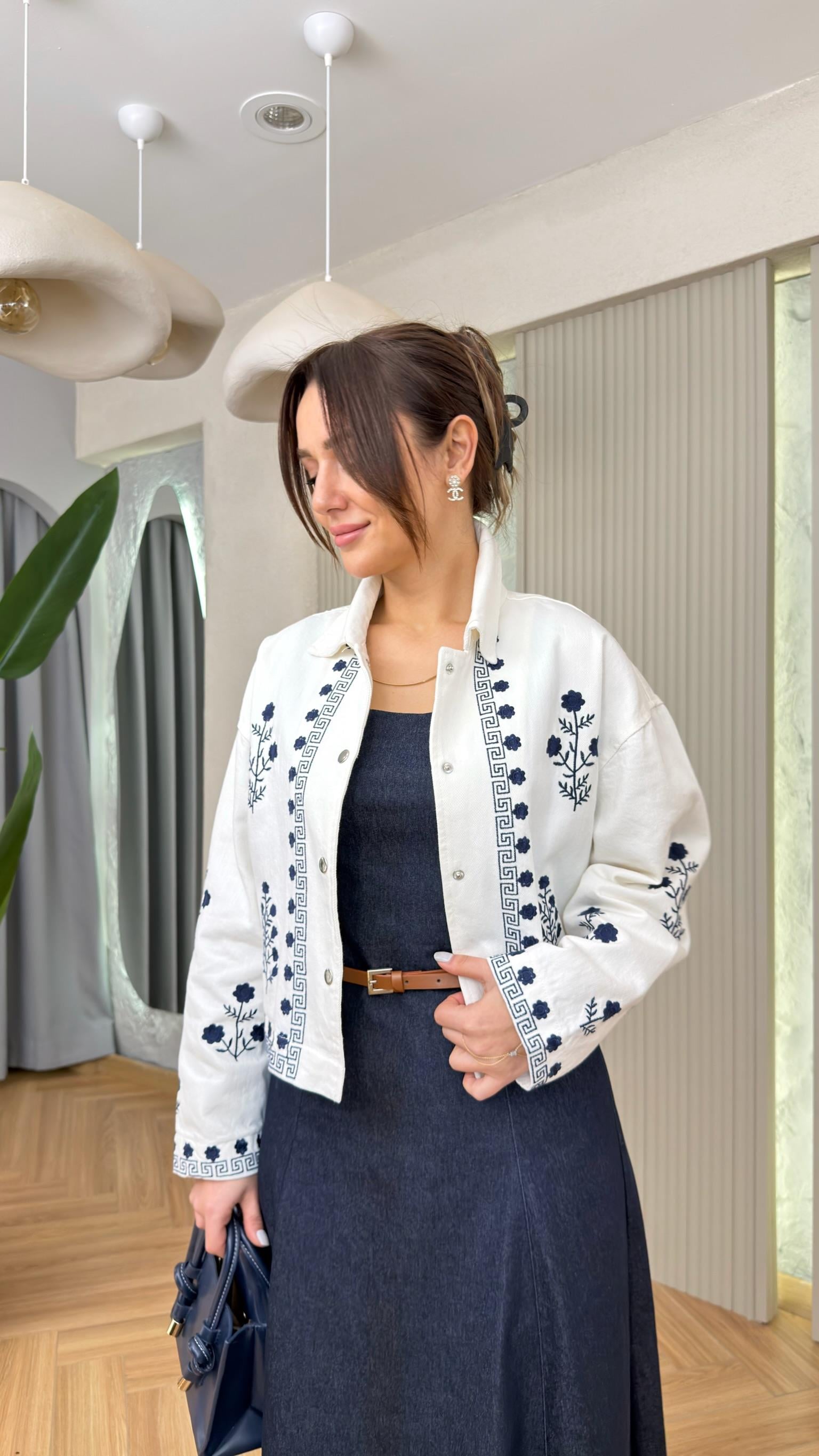 Forest Nakış Detaylı Gabardin Ceket