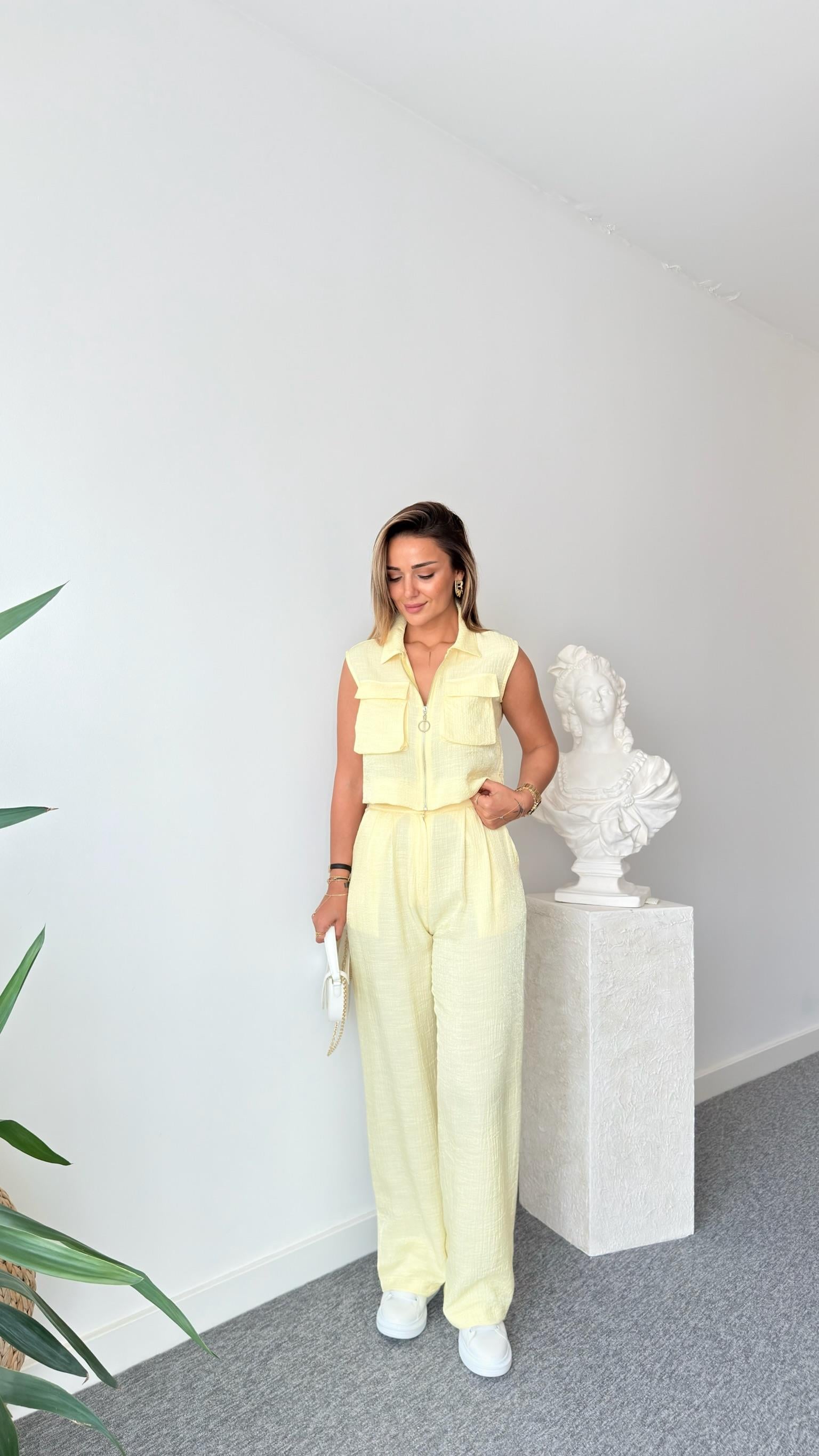 Sarı Gjen Fermuarlı İkili Takım