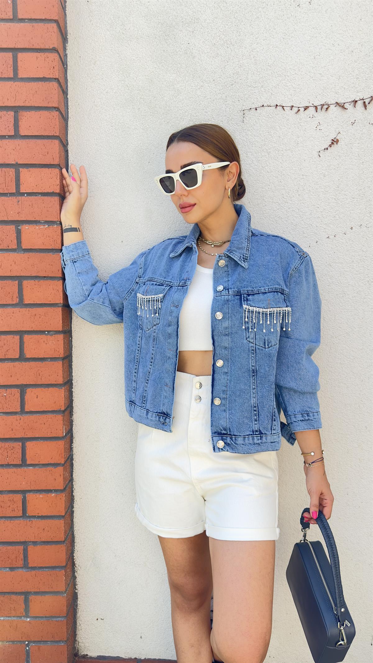 Elisa Taş Detay Zra Model Kot Ceket