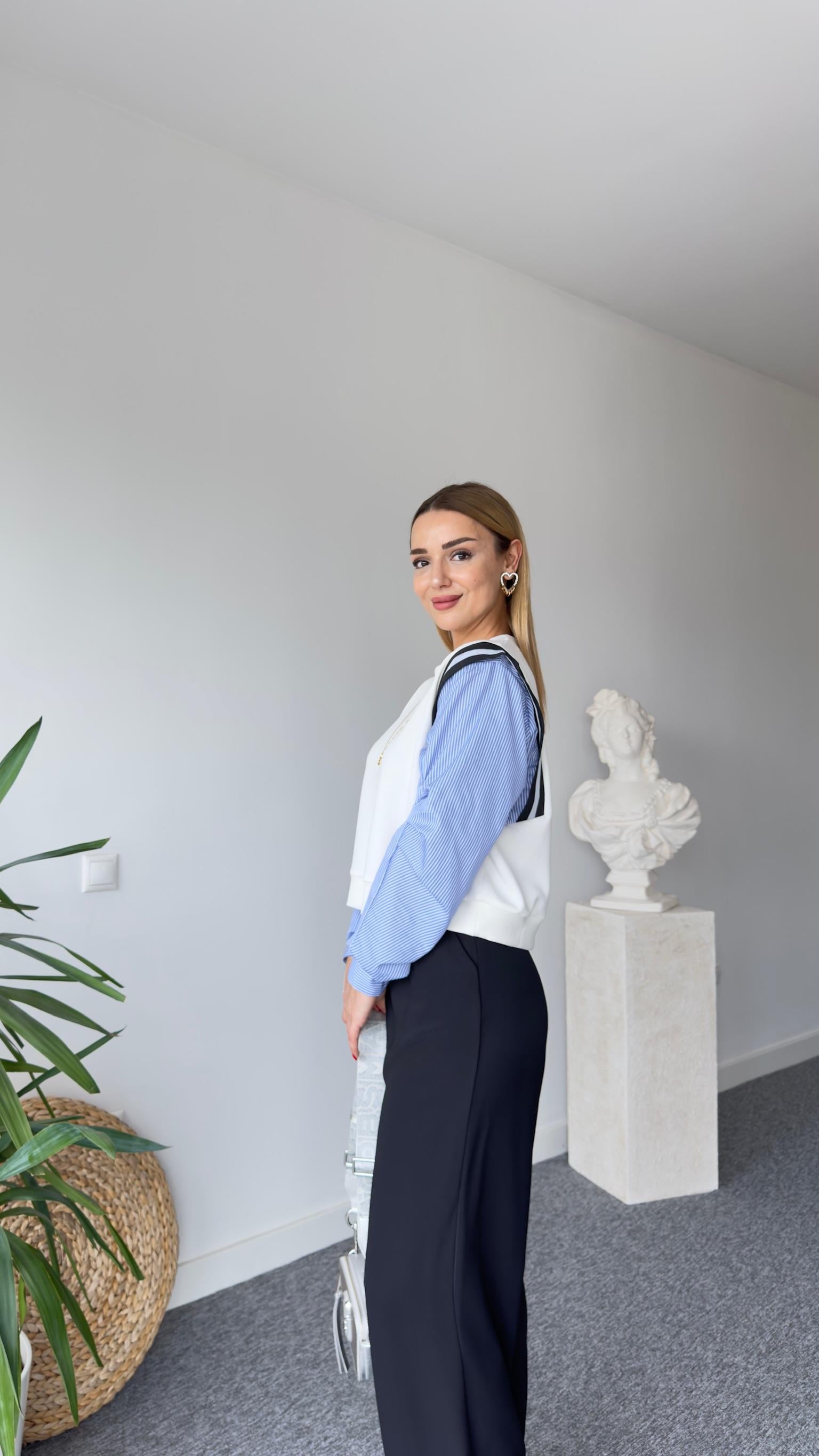 Pedre Kollar Gömlek Detay İnce Ekru Sweat