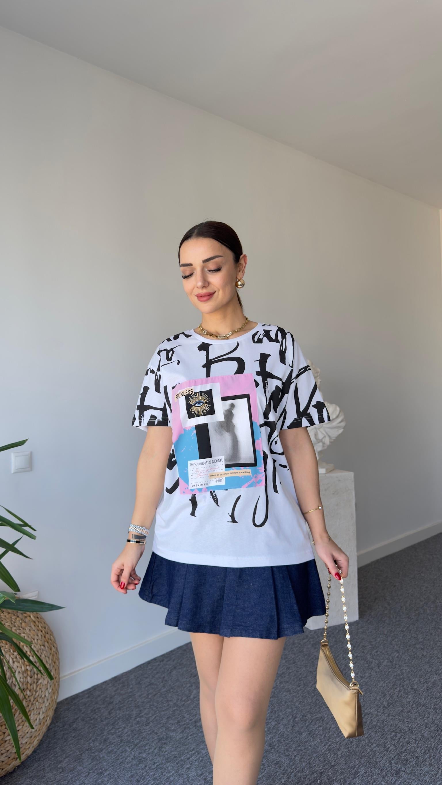 İşleme Ve Renkli Baskı Detay Tasarım Tshirt