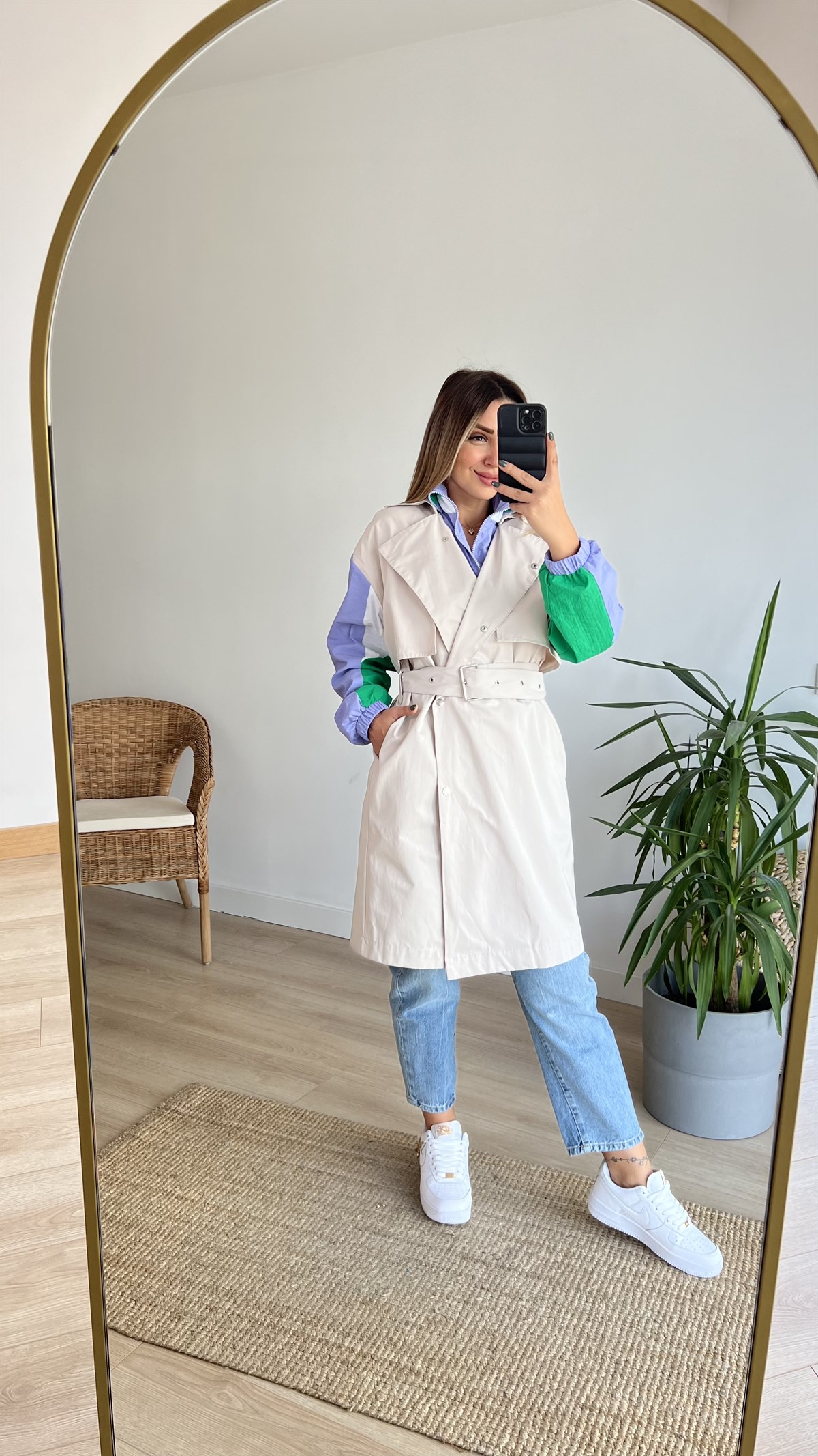 Garnili Krem Tasarım Trenchcoat