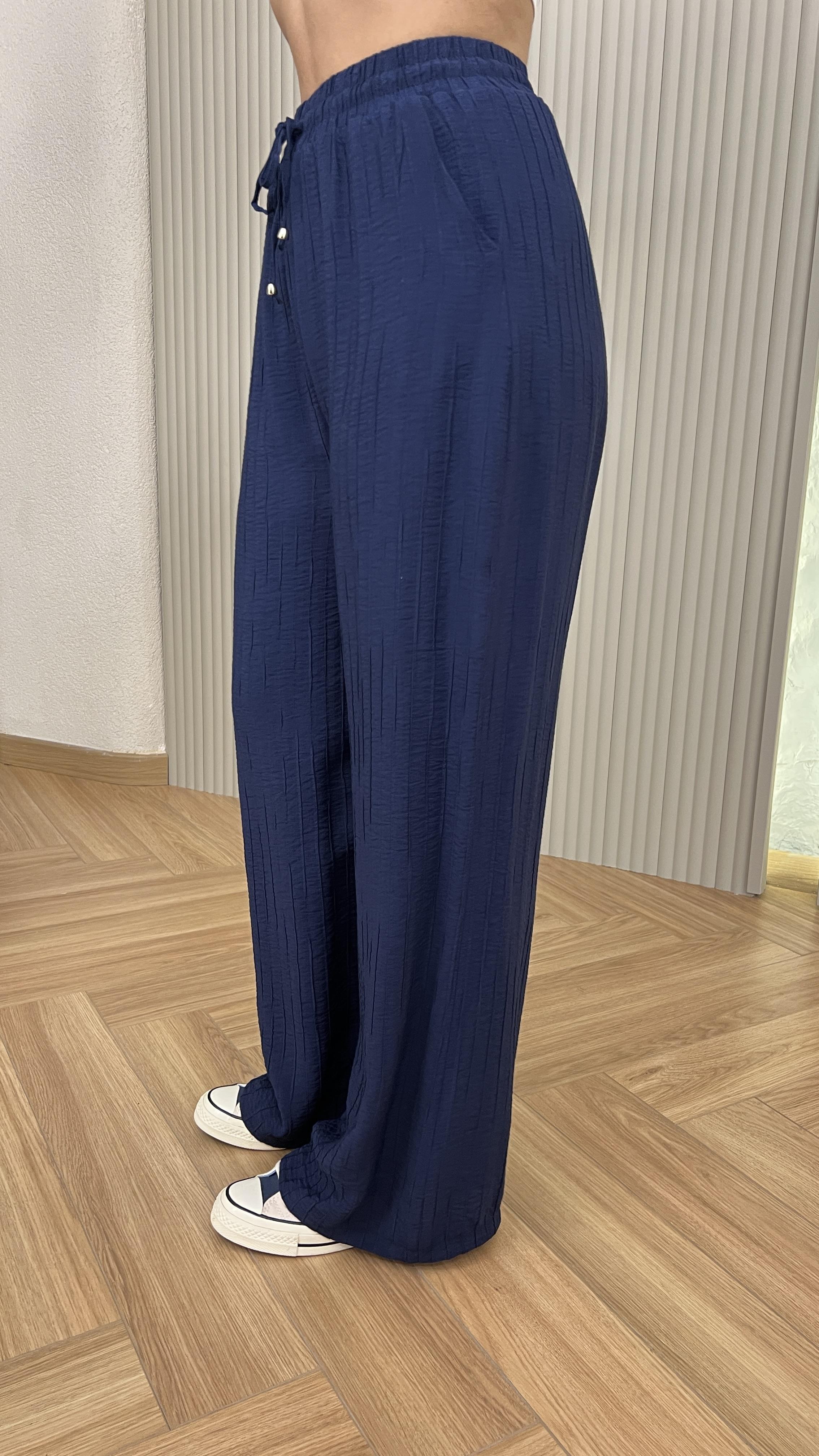 Lacivert Şort Astarlı Bel Lastikli Pantolon