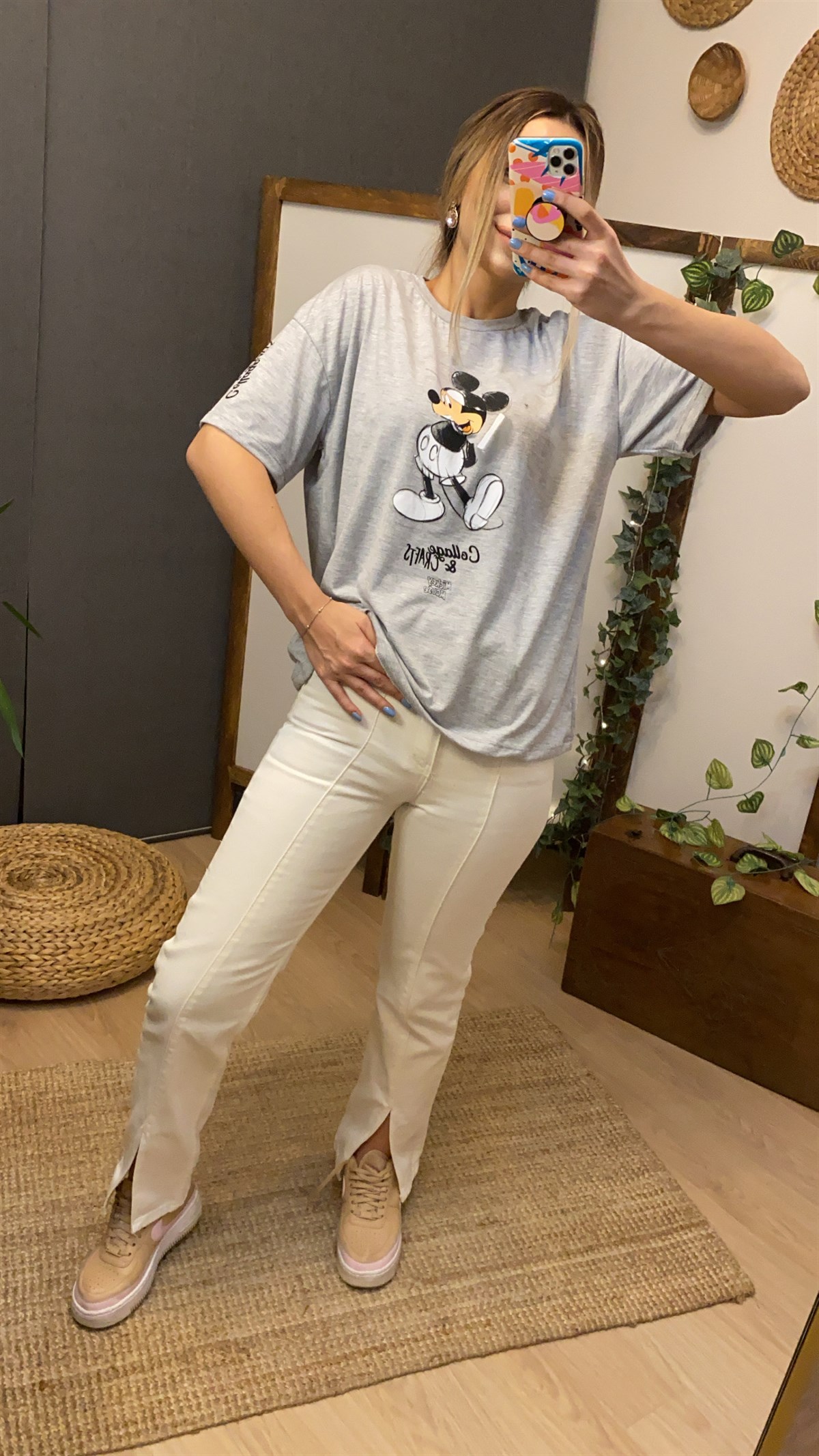 Mickey Baskı Gri Tshirt