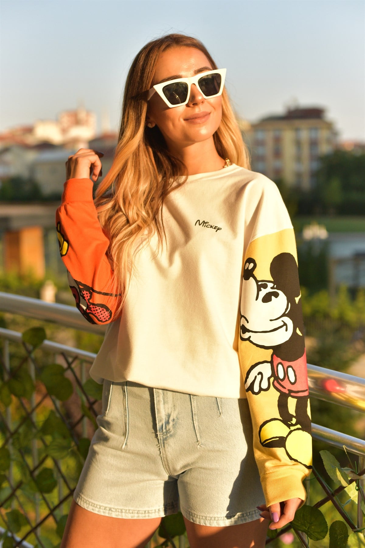 Çift Renk Mickey Sweat