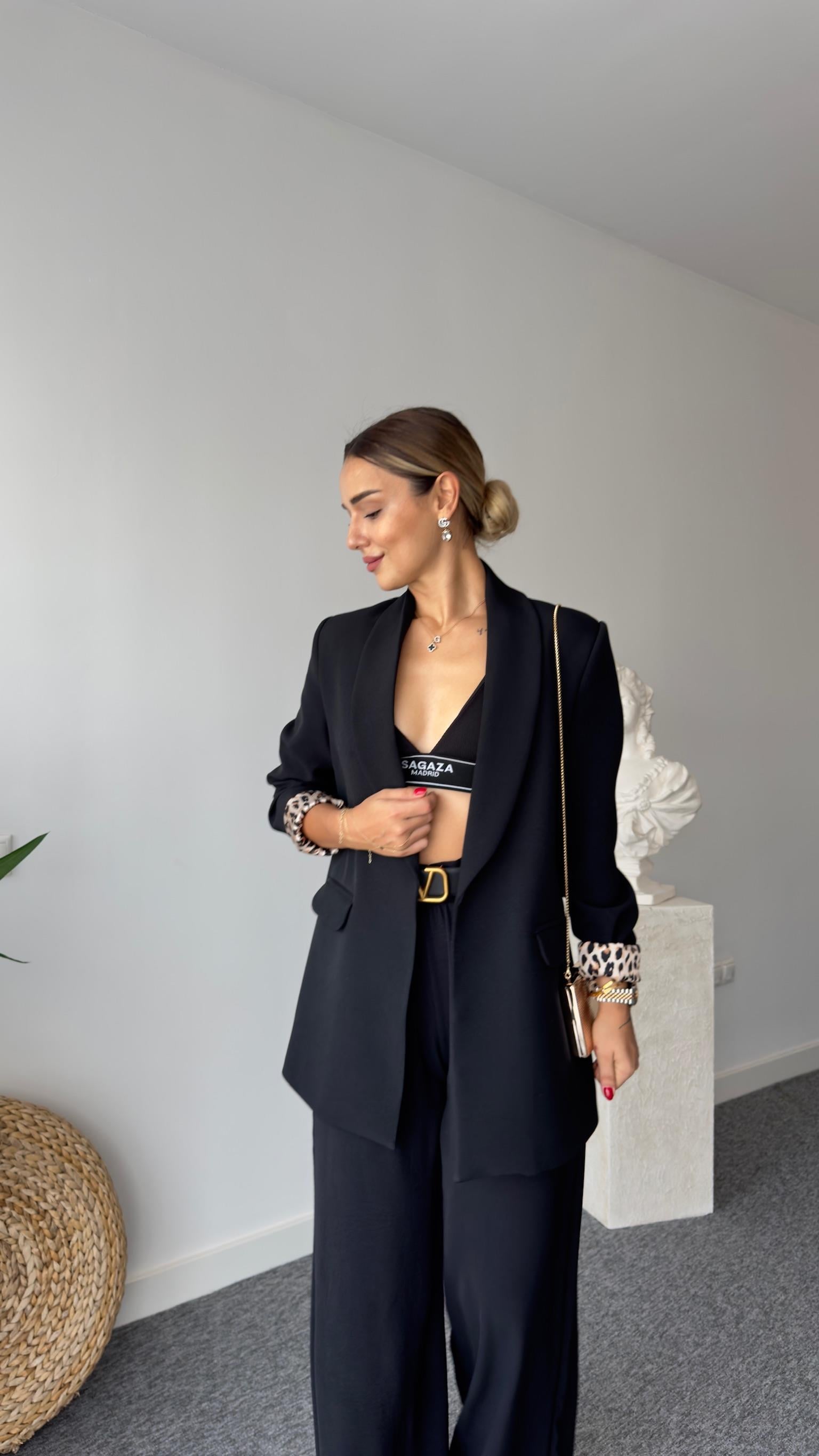 Şal Yaka Leopar Astarlı Blazer Ceket