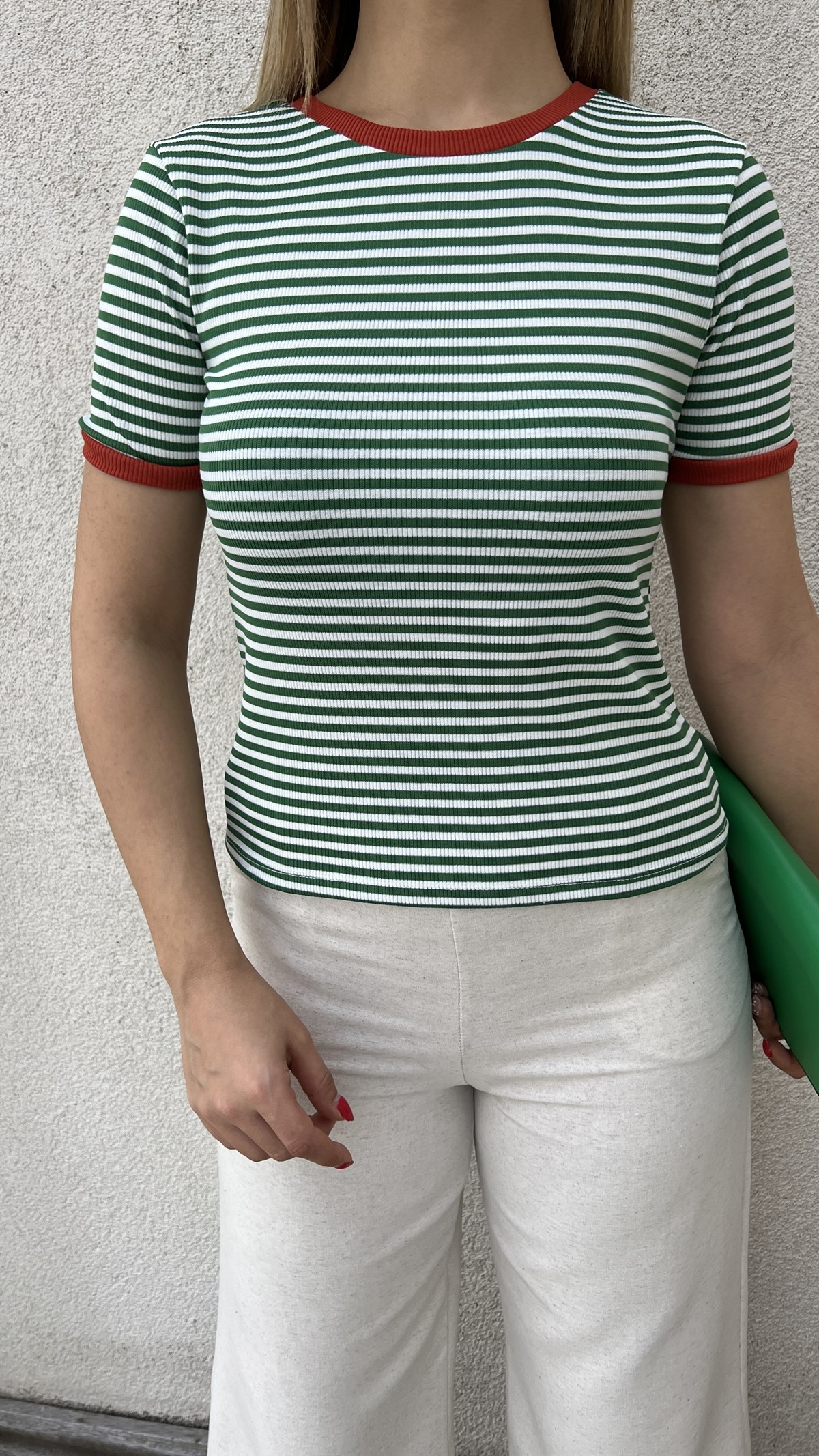 Yeşil Çizgili Bluz