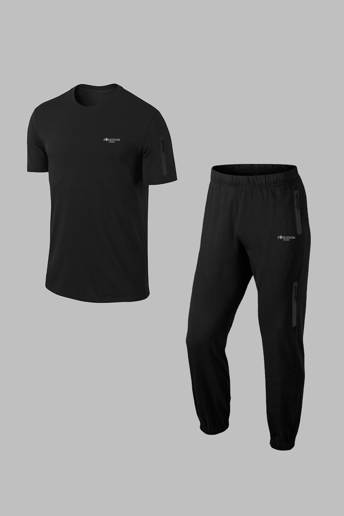 Yeni Büyük Beden Erkek Siyah Özel Seri Supra Penye Kumaş Fermuarlı Şık Tasarım Eşofman Seti 4XL-10XL