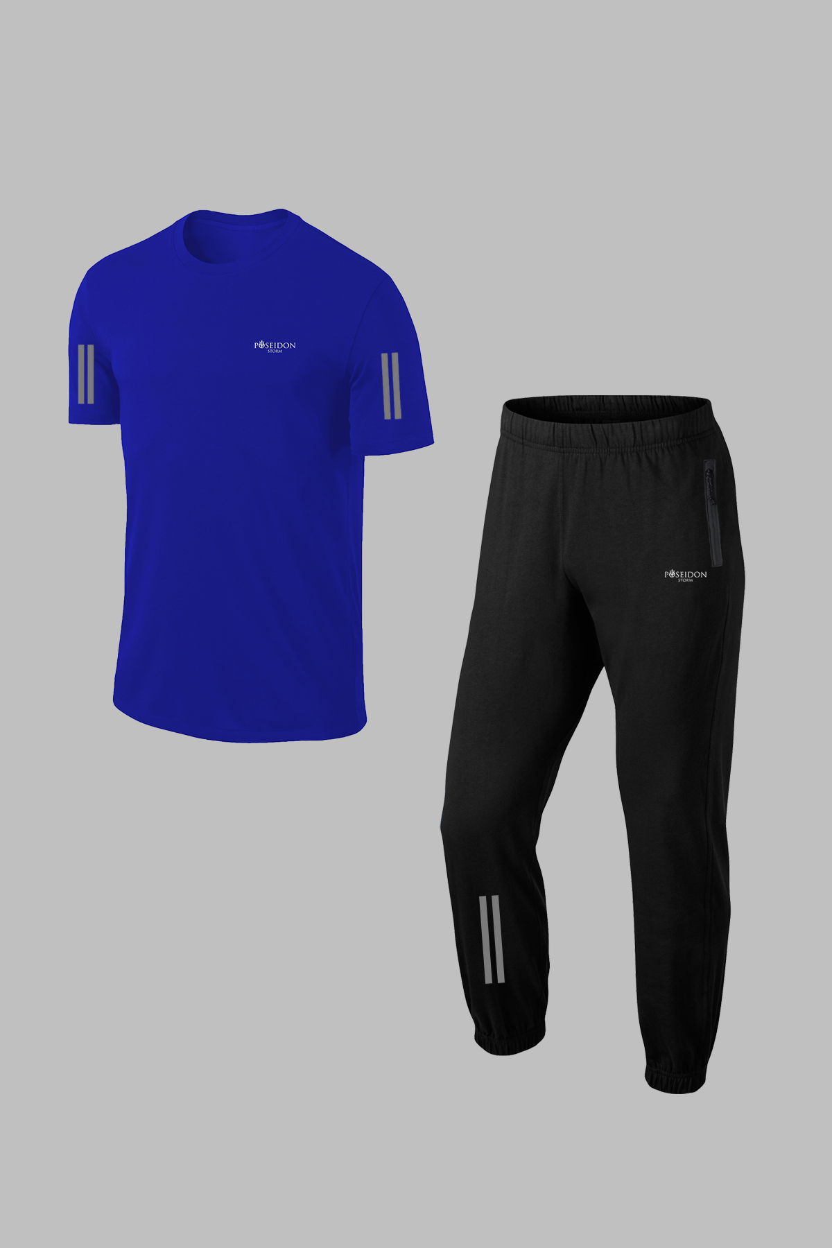 Yeni Büyük Erkek Mavi Özel Supra Penye Kumaş Cepli Rahat İki Parça Eşofman Takımı Seti 4XL-10XL