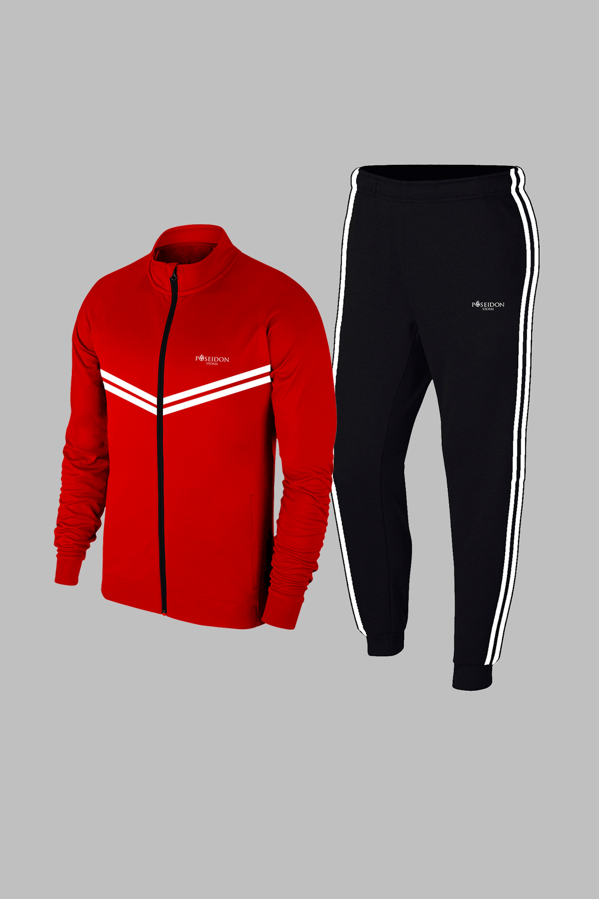 Yeni Seri Büyük Beden Erkek Kırmızı Özel Supra Penye Kumaş İki Parça Fermuarlı Koşu ve Yürüyüş Seti 4XL-10XL