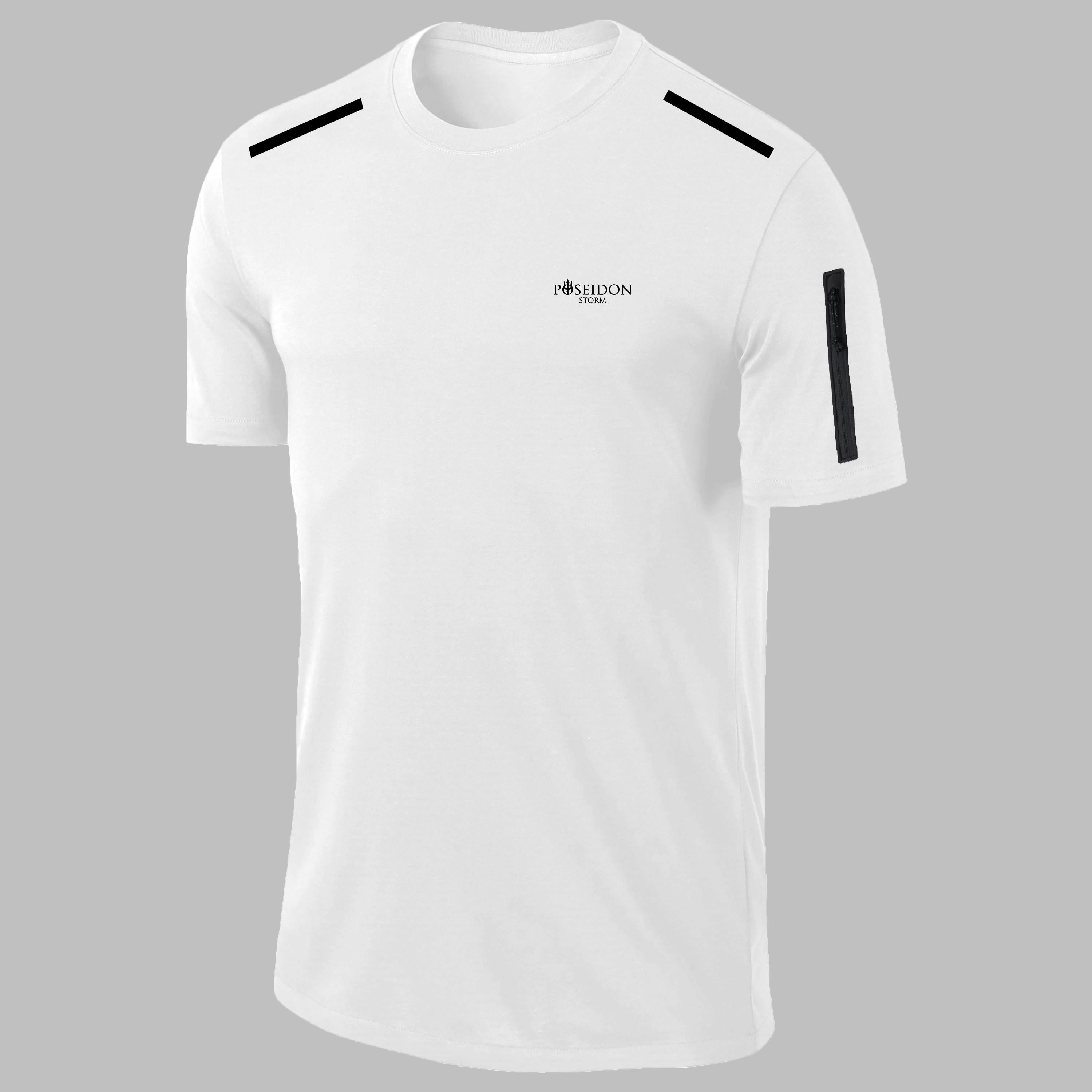 Büyük Beden Erkek Beyaz Dri-Fit Kumaş Yürüyüş için Konforlu  Sıfır Yaka T-shirt   (4XL- 10XL)