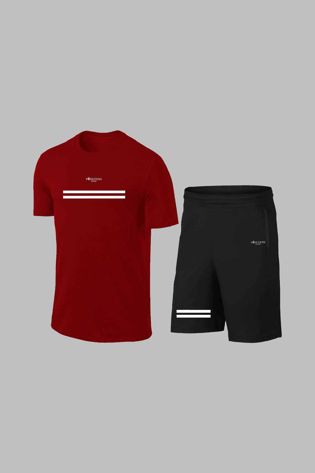 Over Size Erkek Bordo Dri-Fit Yuvarlak Yaka Cepli Şık Konforlu Tişört Şort Seti  (4XL-10XL)