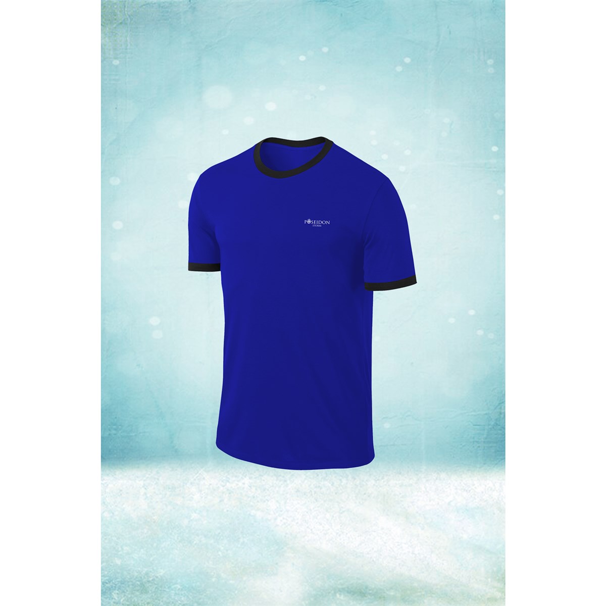 Büyük Beden Erkek Mavi Dri-Fit Kumaş  Baskısız Sıfır Yaka Kısa Kol T-shirt  (4XL- 10XL)