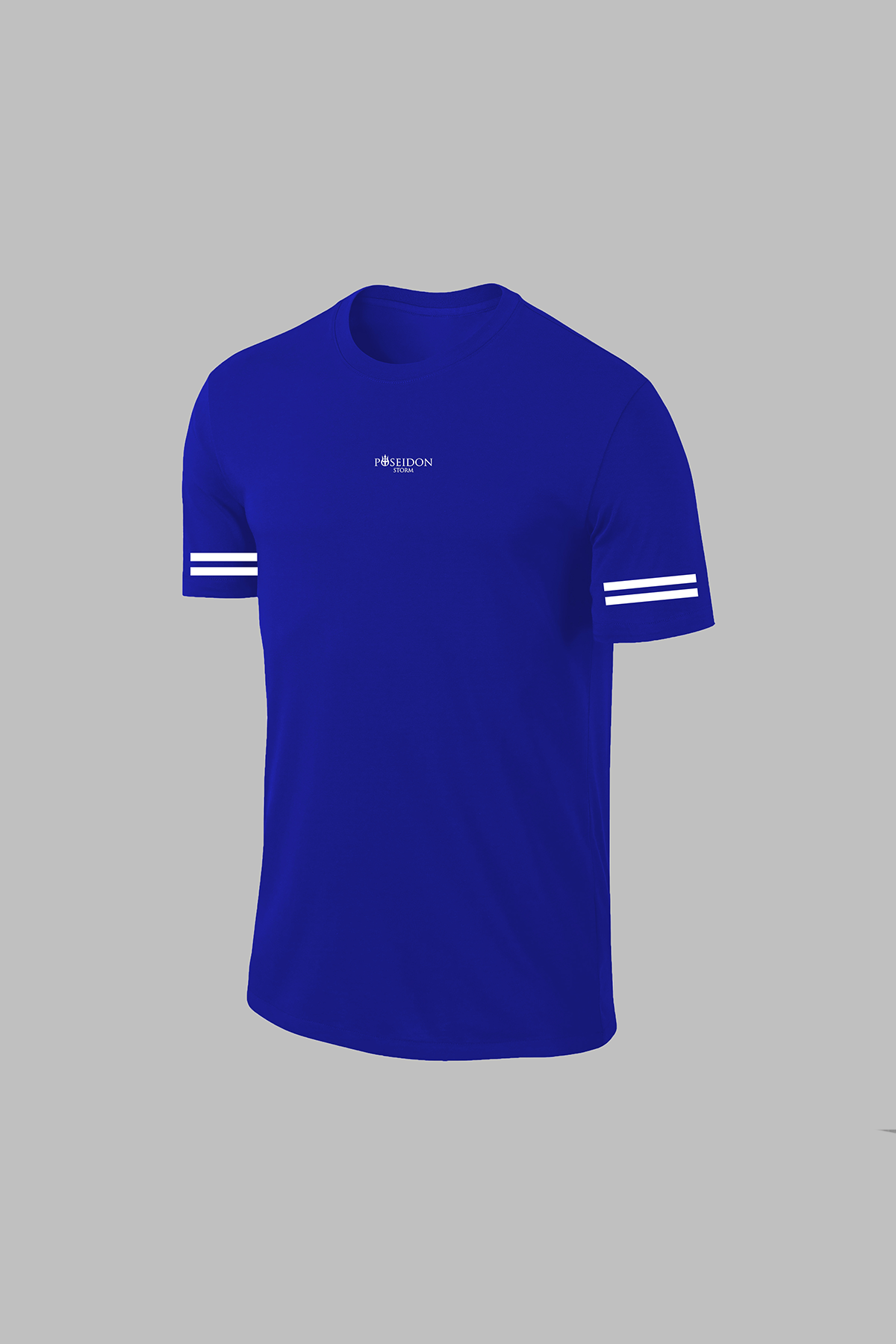 Büyük Beden Erkek Mavi Dri-Fit Kumaş Fit Yuvarlak Yaka Kısa Kol T-shirt   (4XL- 10XL)