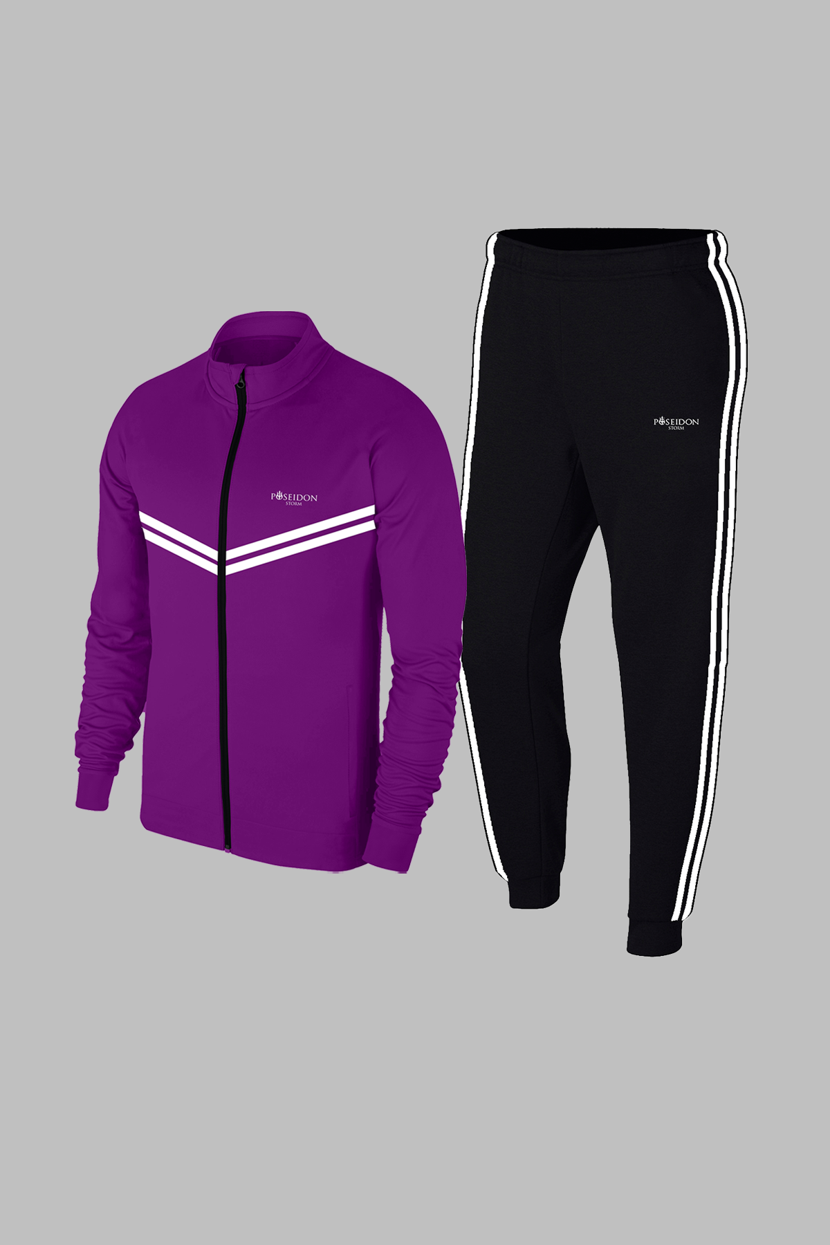 Yeni Seri Büyük Beden Erkek Mor Özel Supra Penye Kumaş Rahat Fermuarlı Kapüşonlu Eşofman Alt Üst Set 4-10XL